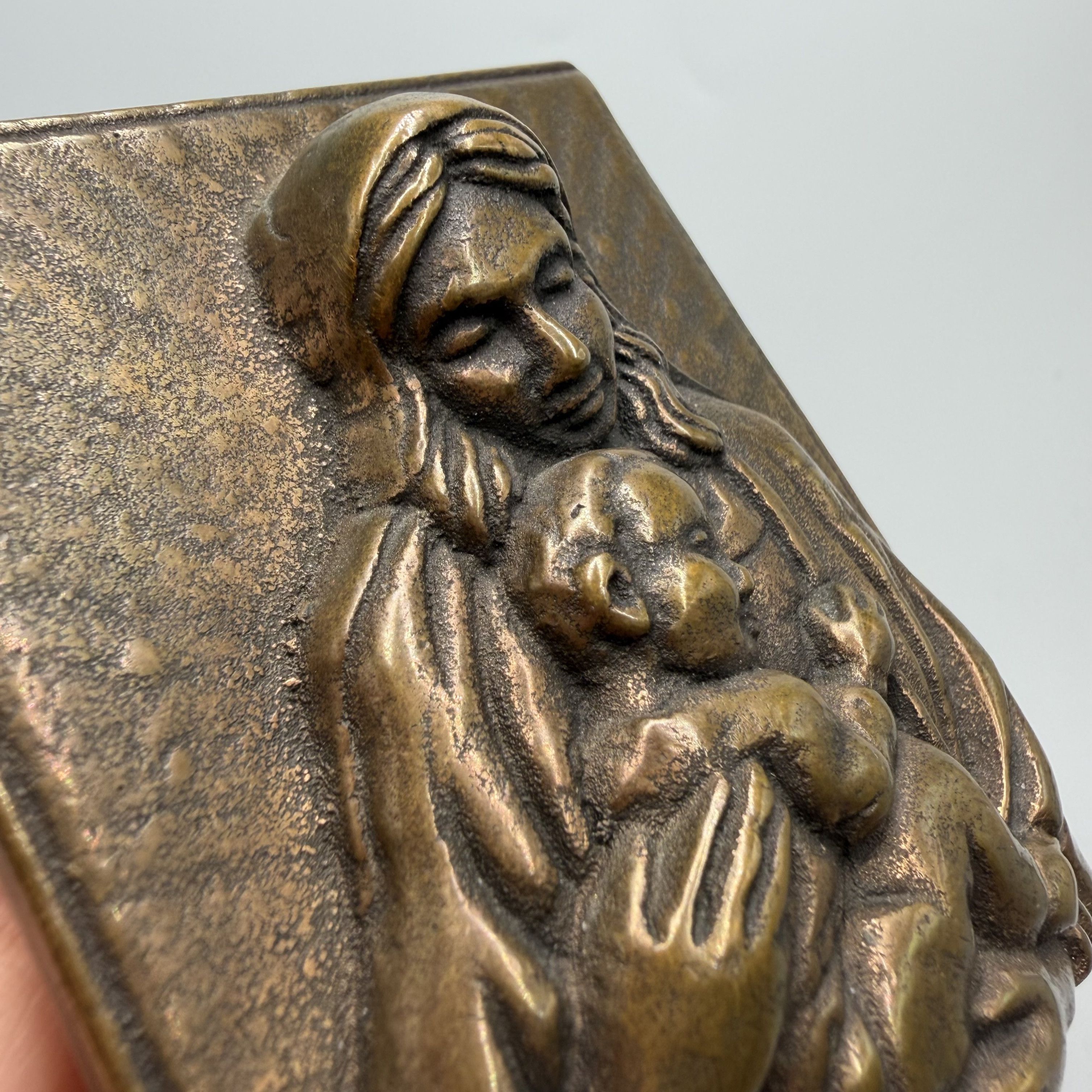 Vintage Vintage German Bronze Madonna & Child Wall Plaque Religious Size ONE SIZE - 5 Thumbnail