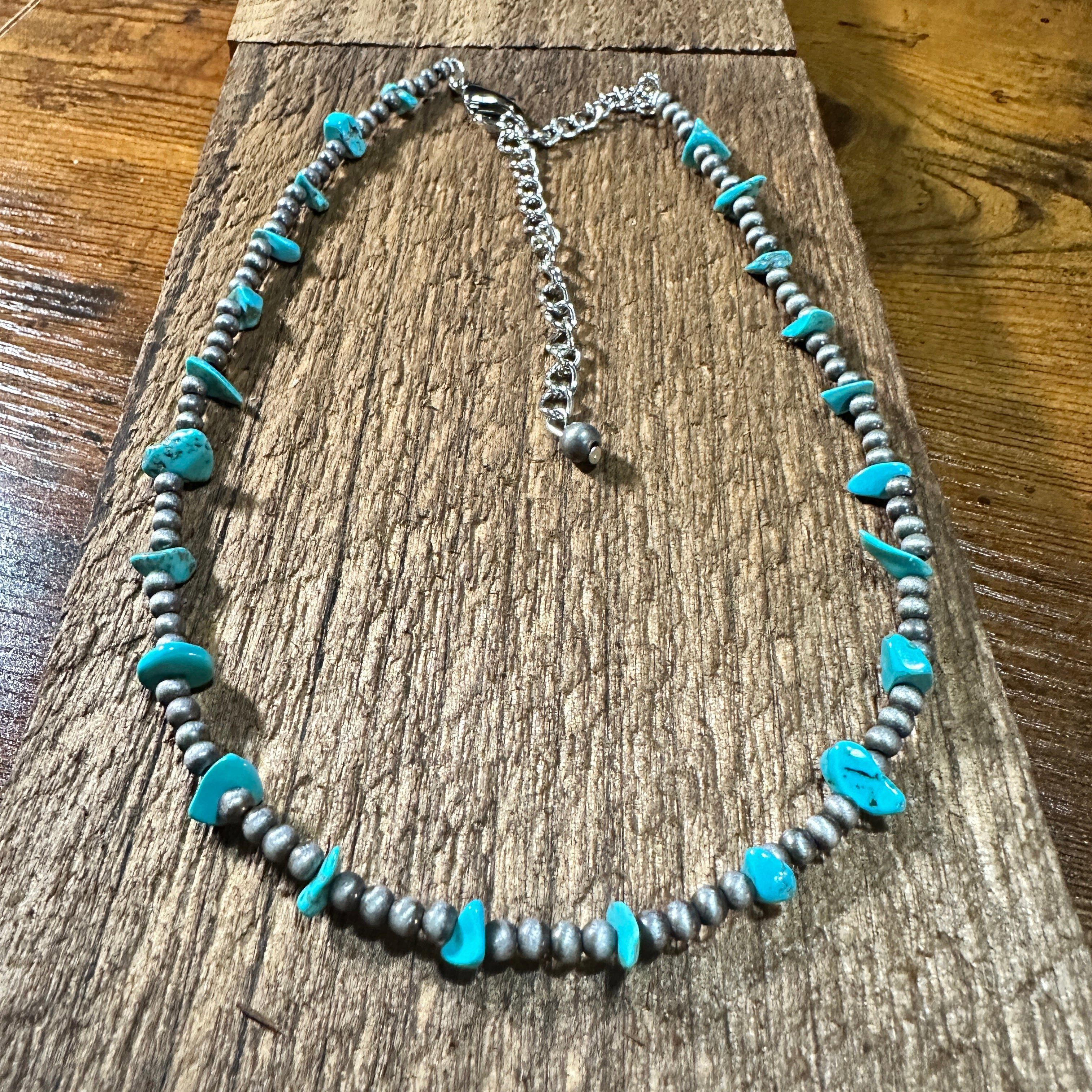 Other Handmade Navajo Bead Turquoise Necklace, Native American Adj Size ONE SIZE - 9 Thumbnail