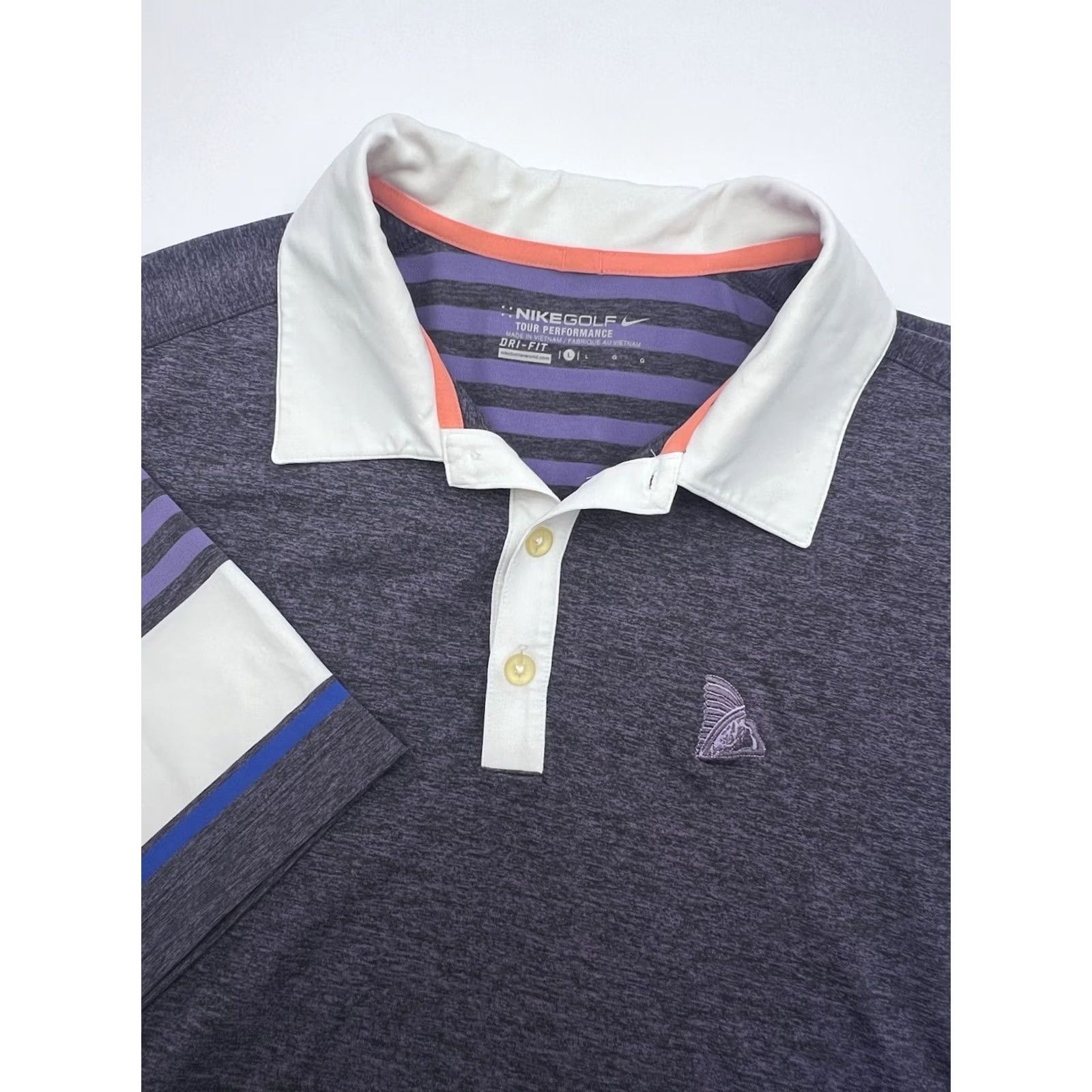 Nike Nike Polo Shirt Men Large Purple Golf Tour Performance Dri Fit Embroidered Striped Athletic Short Sleeve Size US L / EU 52-54 / 3 - 2 Thumbnail