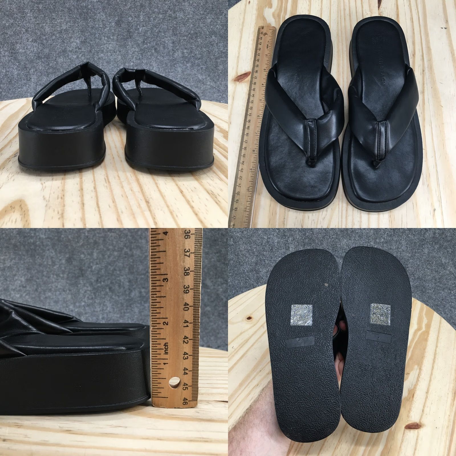 Vintage South Beach Sandals Womens 9 Casual Slip On Platform Thong Black Faux Leather Sandal Mens Womens Boys Girls Size US 9 / IT 39 - 8 Thumbnail