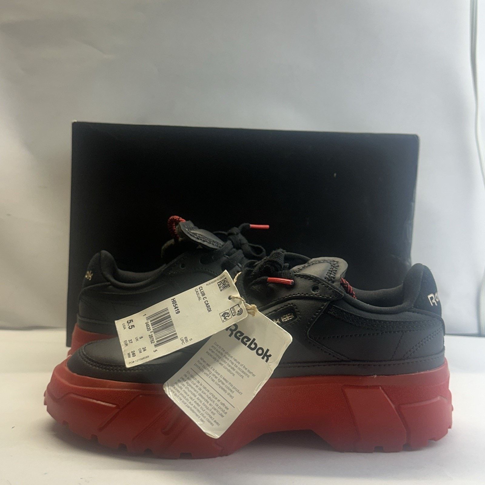 Reebok Size 5.5 - Reebok Cardi B x Club C Black Vector Red W Size US 5.5 / IT 35.5 - 1 Thumbnail