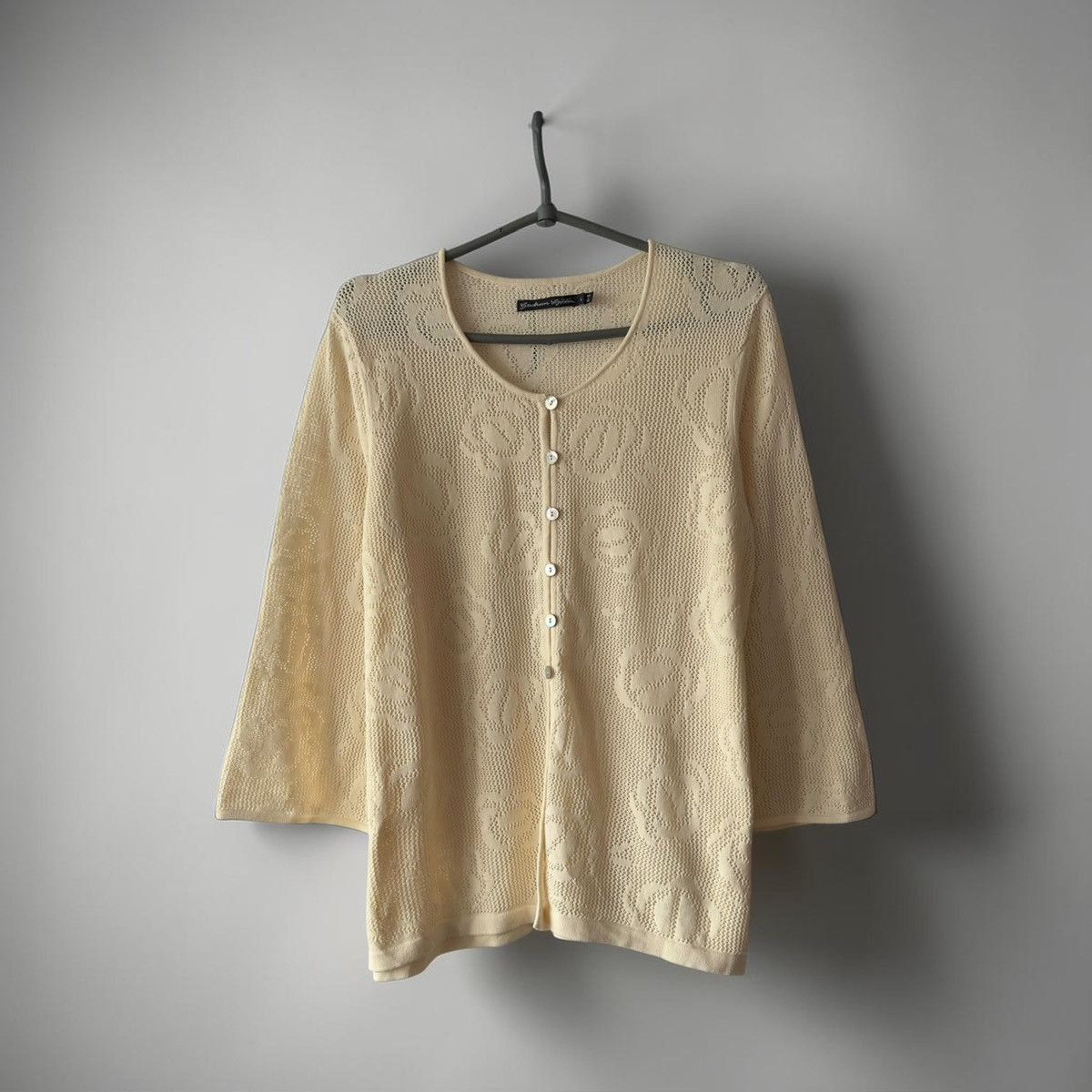 Gudrun Sjoden Gudrun Sjödén Pointelle Floral Knit Cardigan Organic Cotton Size L / US 10 / IT 46 - 1 Thumbnail