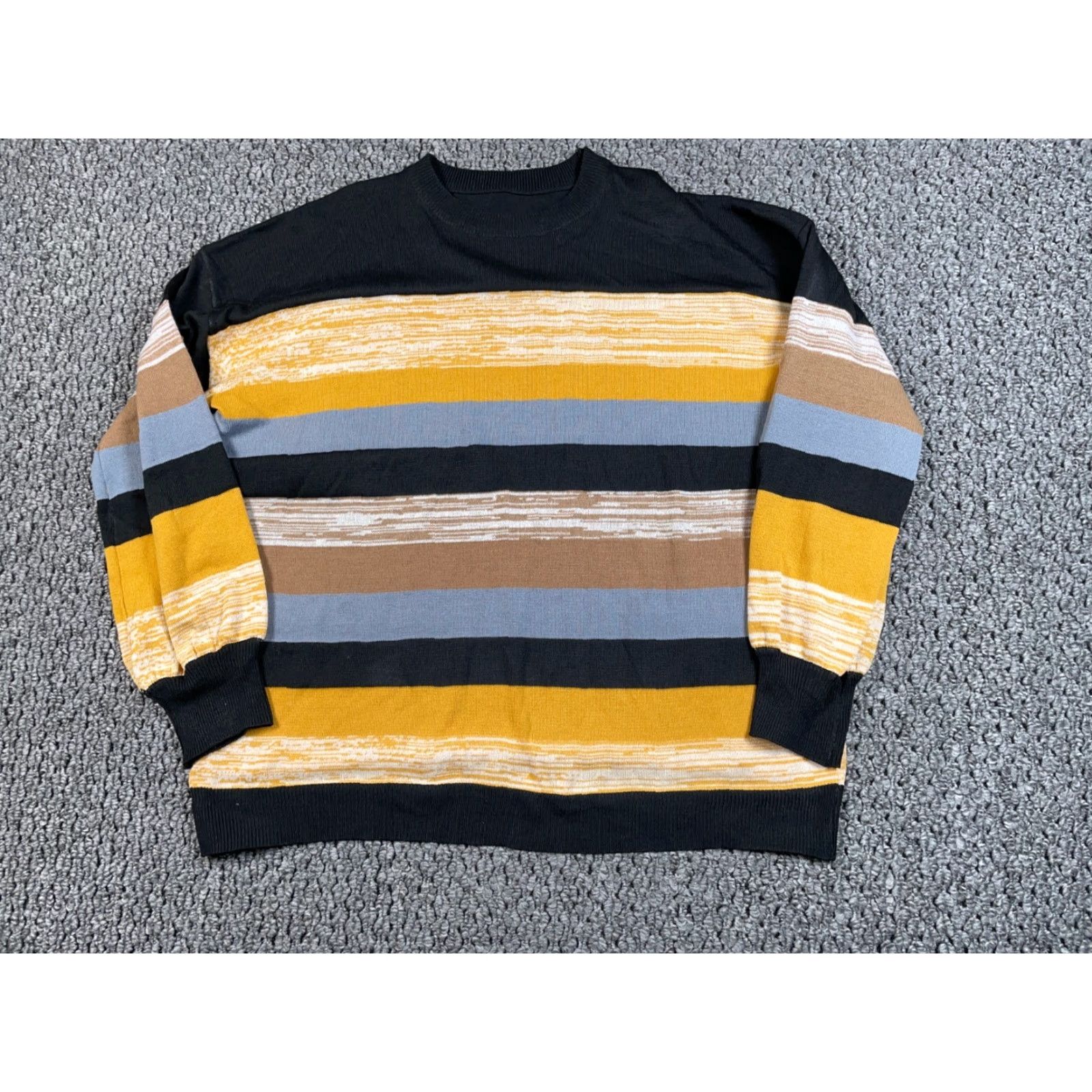 Vintage VINTAGE Y2K Style Striped Crewneck Sweater Women's XL Black Yellow Boxy Fit Knit Skater Crewneck Size XL / US 12-14 / IT 48-50 - 2 Thumbnail