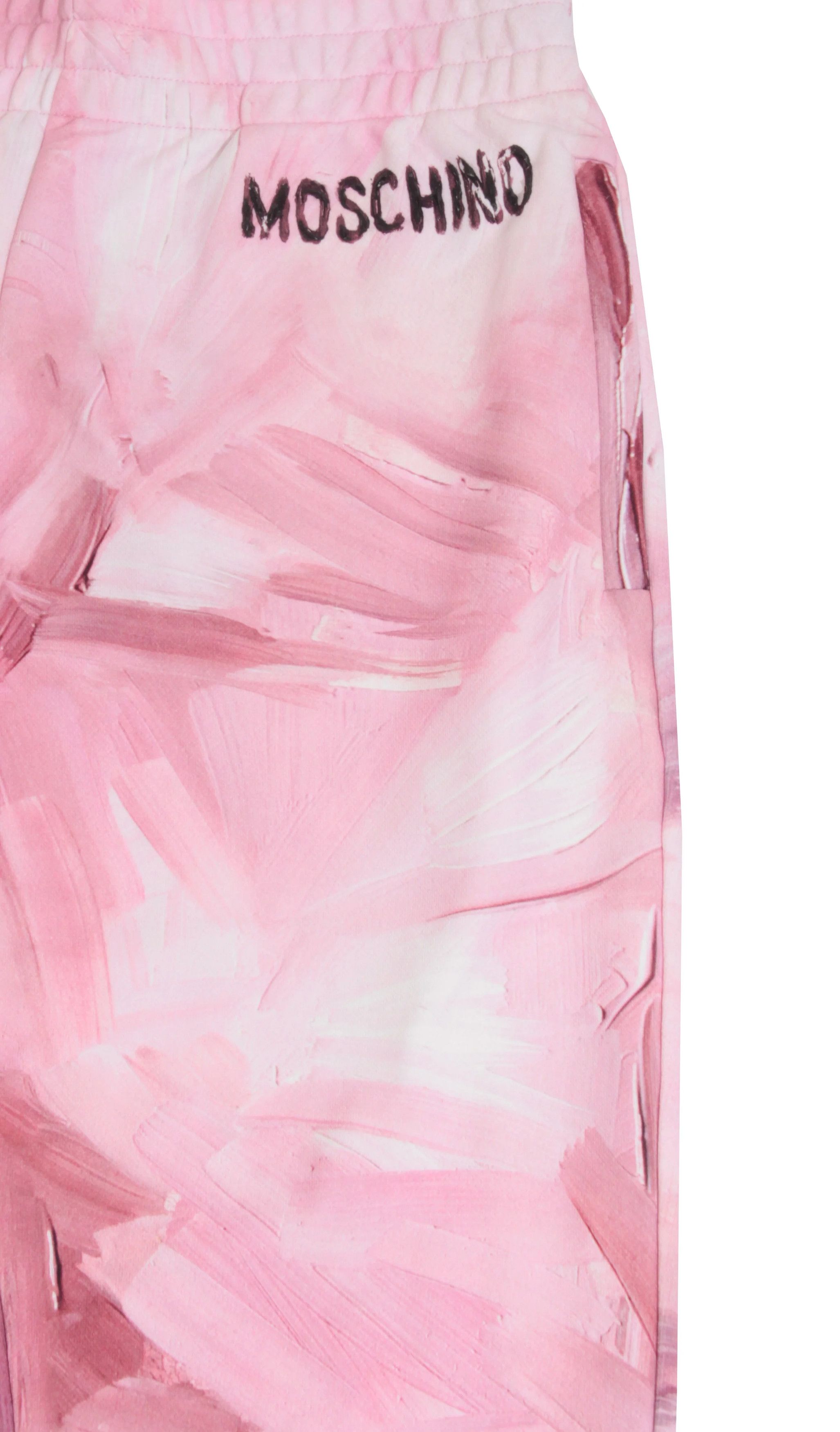 Moschino o1y0225 Logo Jogger & Sweatpant in Pink/White Size US 38 / EU 54 - 3 Thumbnail