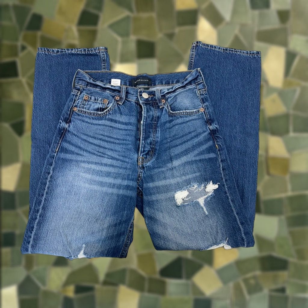 Vintage Aéropostale Womens Jeans Regular 2 Mid Distressed Baggy 90s Button Up Denim Blue Jeans Womens Size 26" / US 2 / IT 38 - 1 Thumbnail