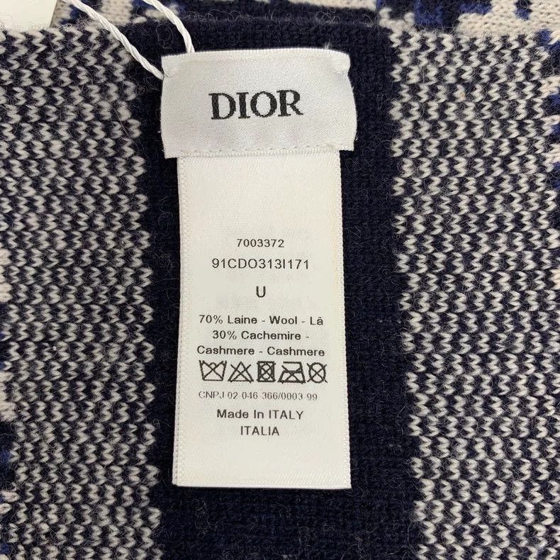 Dior Dior Color-matched logo jacquad full-printed wool shawl sca Size ONE SIZE - 5 Thumbnail