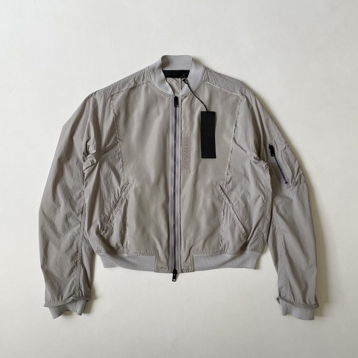 Haider Ackermann Grey Nylon Cropped Bomber Jacket Size US S / EU 44-46 / 1 - 2 Thumbnail