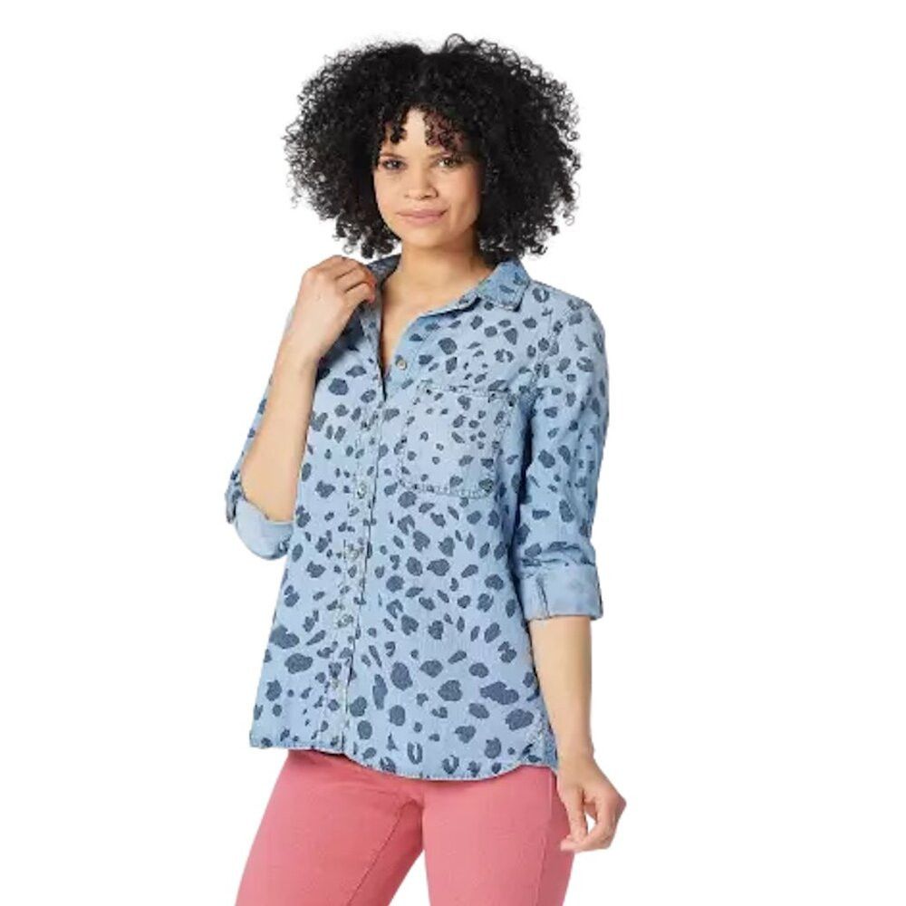 Other New SIDE STITCH Button Front Animal Print Denim Shirt Size Size XS / US 0-2 / IT 36-38 - 1 Thumbnail