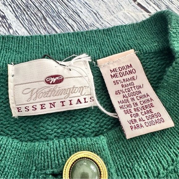 Worthington Vintage Worthington Green Cardigan with Fair Isle Floral Emb Size M / US 6-8 / IT 42-44 - 6 Thumbnail