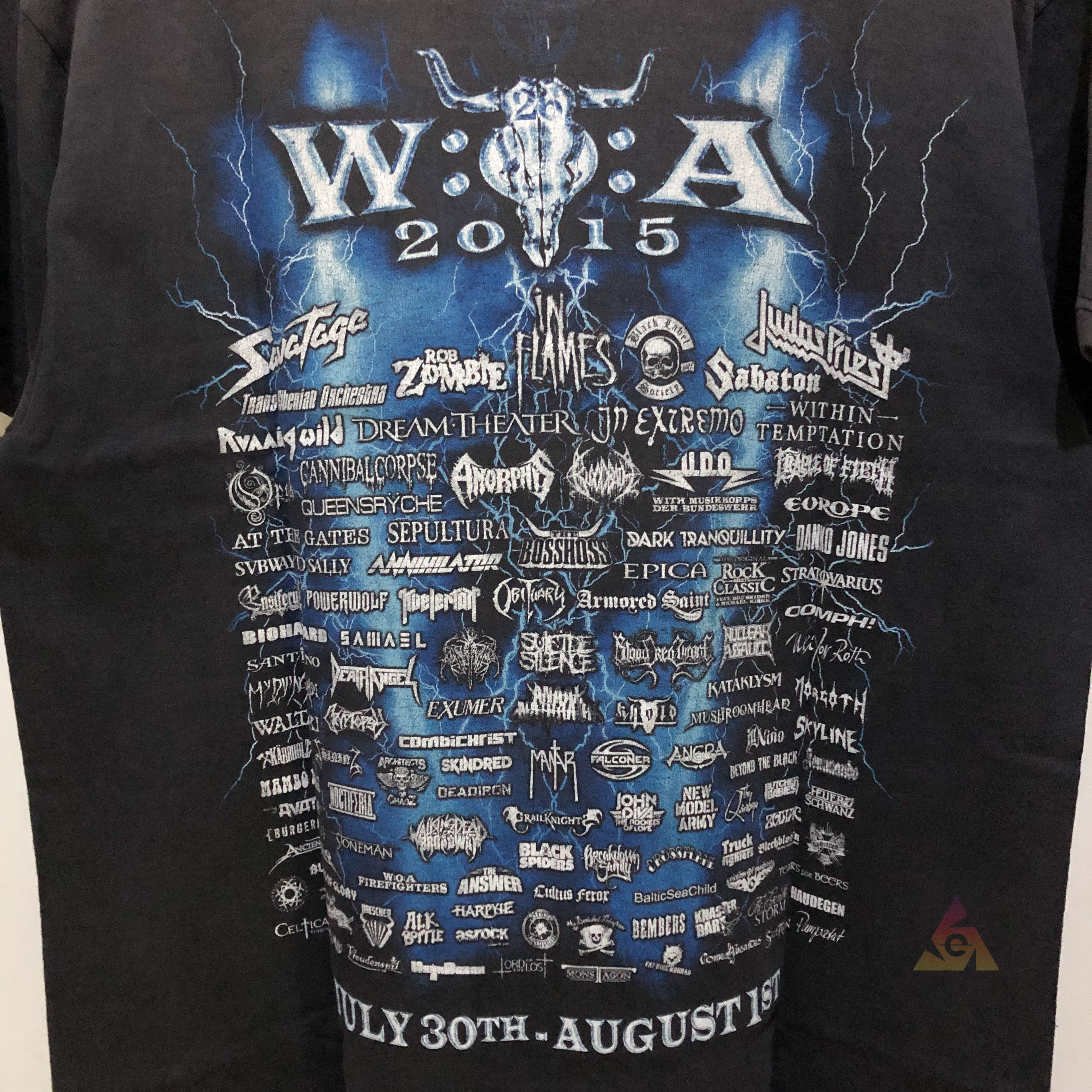 Band Tees Vintage WOA Wacken Festival 2015 THRASHED Rare T-Shirt Y2K Size US L / EU 52-54 / 3 - 11 Thumbnail