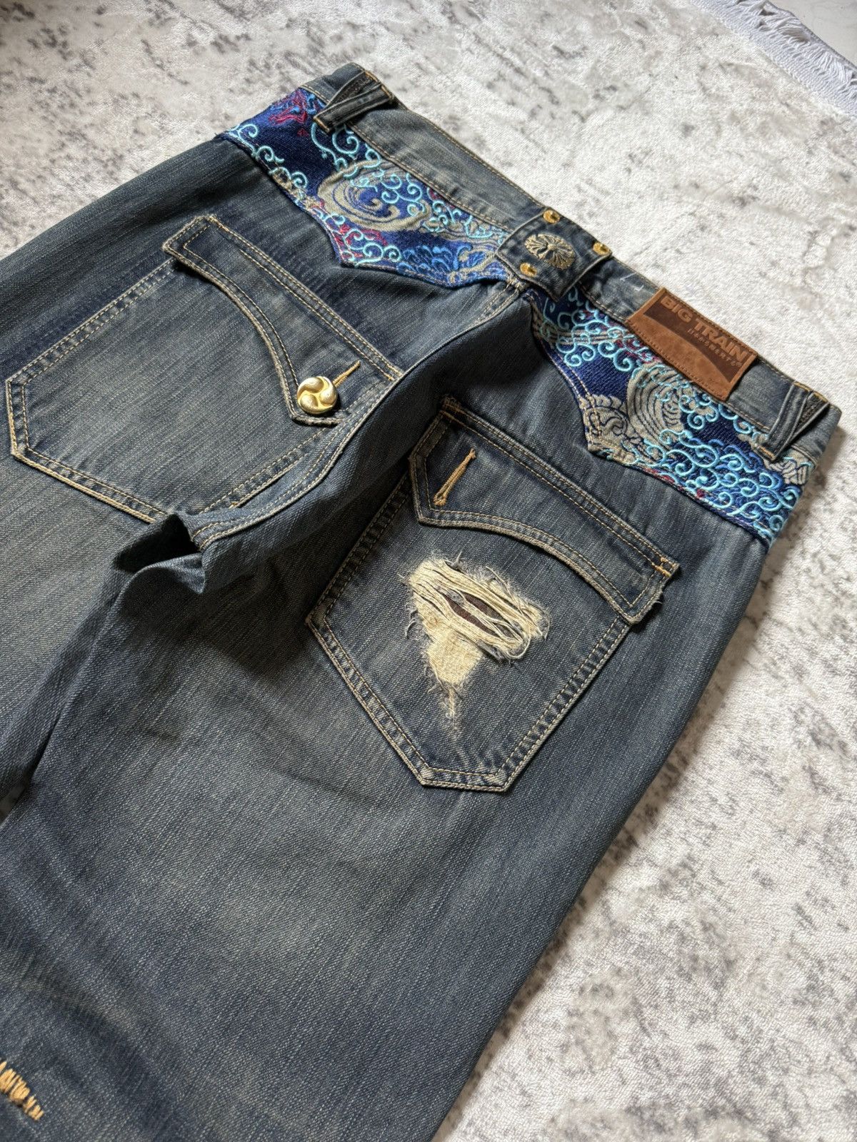 Japanese Brand Osaka Big Train Japan Over Stitch Boro Yakuza Jeans Size US 32 / EU 48 - 5 Thumbnail