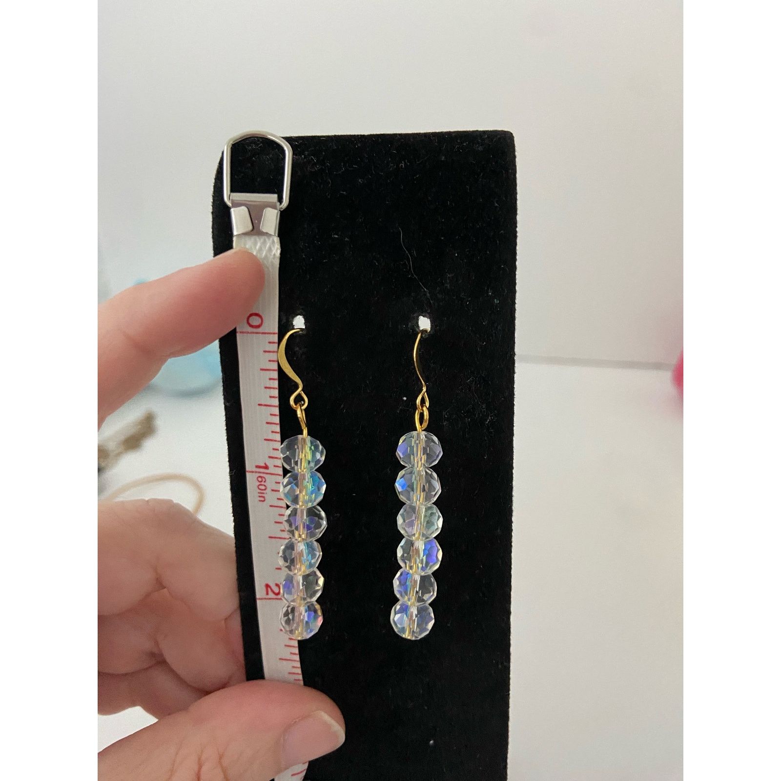 Handmade Clear sparkly glass bead earrings Size ONE SIZE - 3 Thumbnail