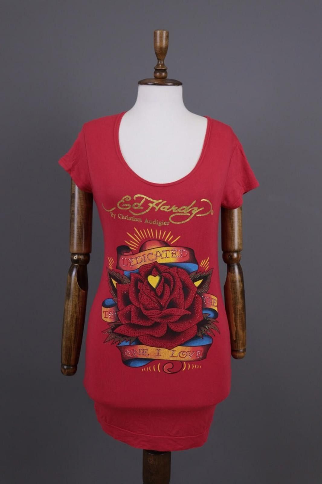 Ed Hardy Ed Hardy by Christian Audigier I Love Rose Tunic Shirt Sz S Size S / US 4 / IT 40 - 1 Thumbnail