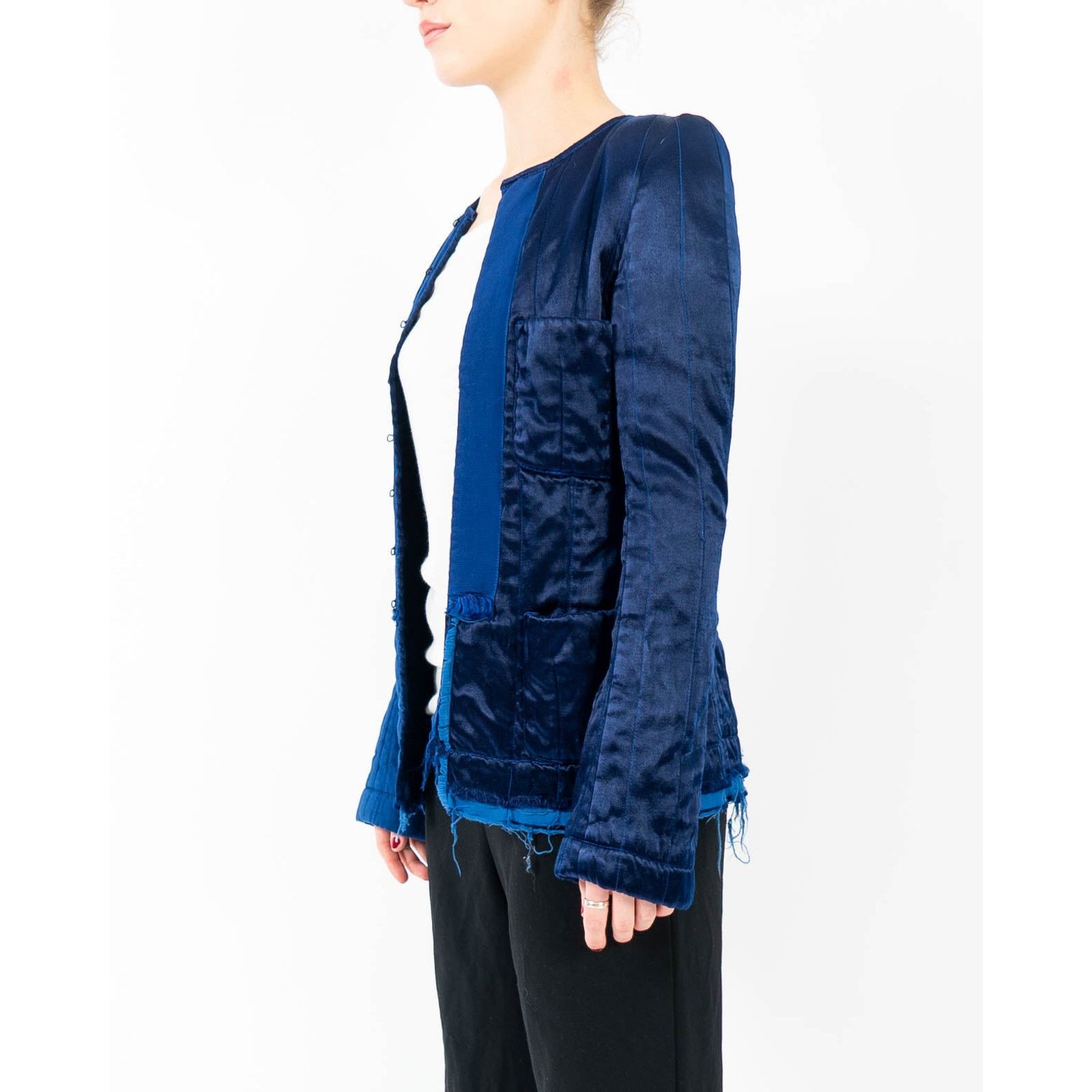 Haider Ackermann FW18 Blue Satin Distressed Jacket Size S / US 4 / IT 40 - 2 Thumbnail