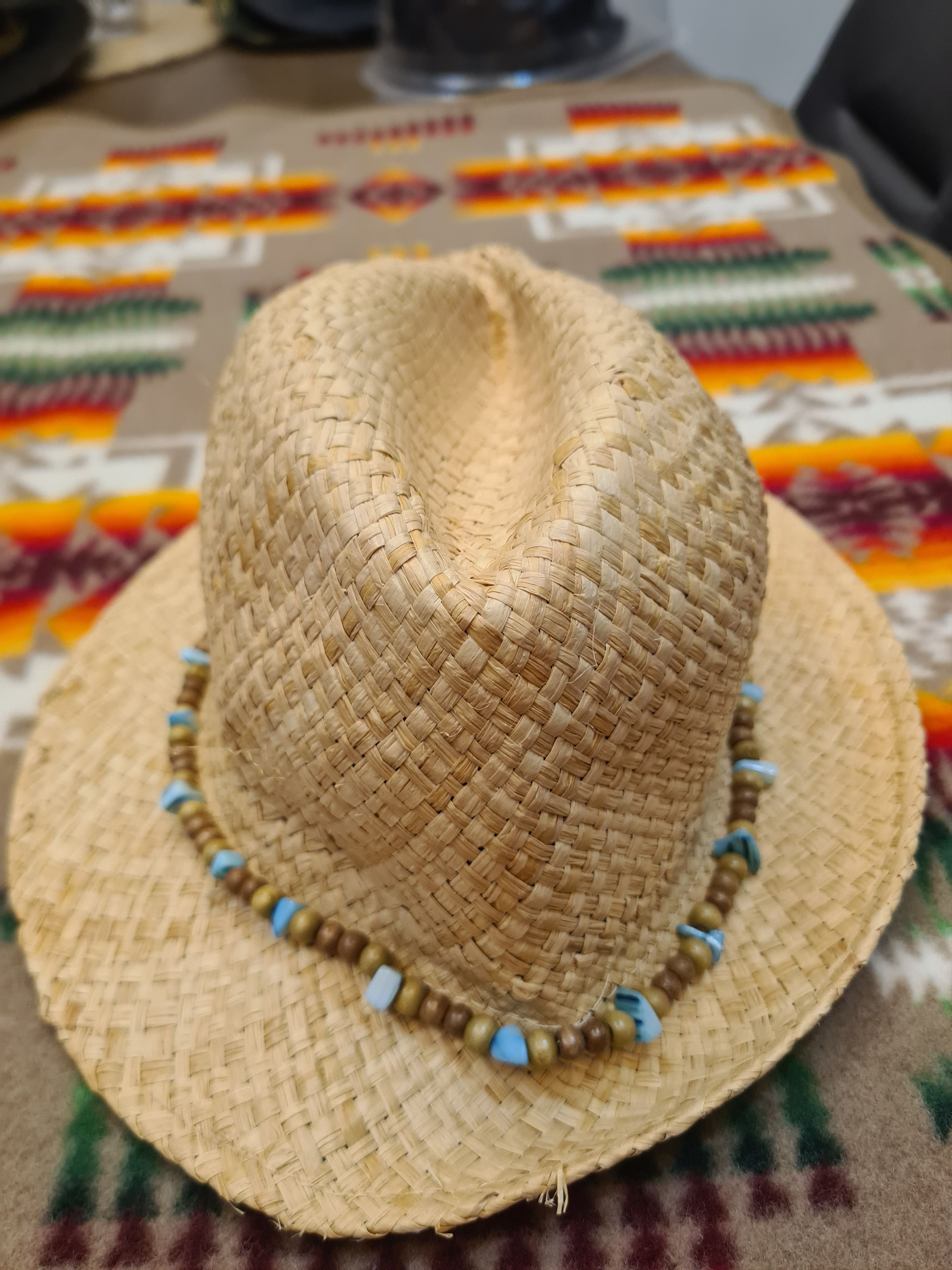 PONY Straw hat navajo aztec stone wood Size ONE SIZE - 1 Thumbnail
