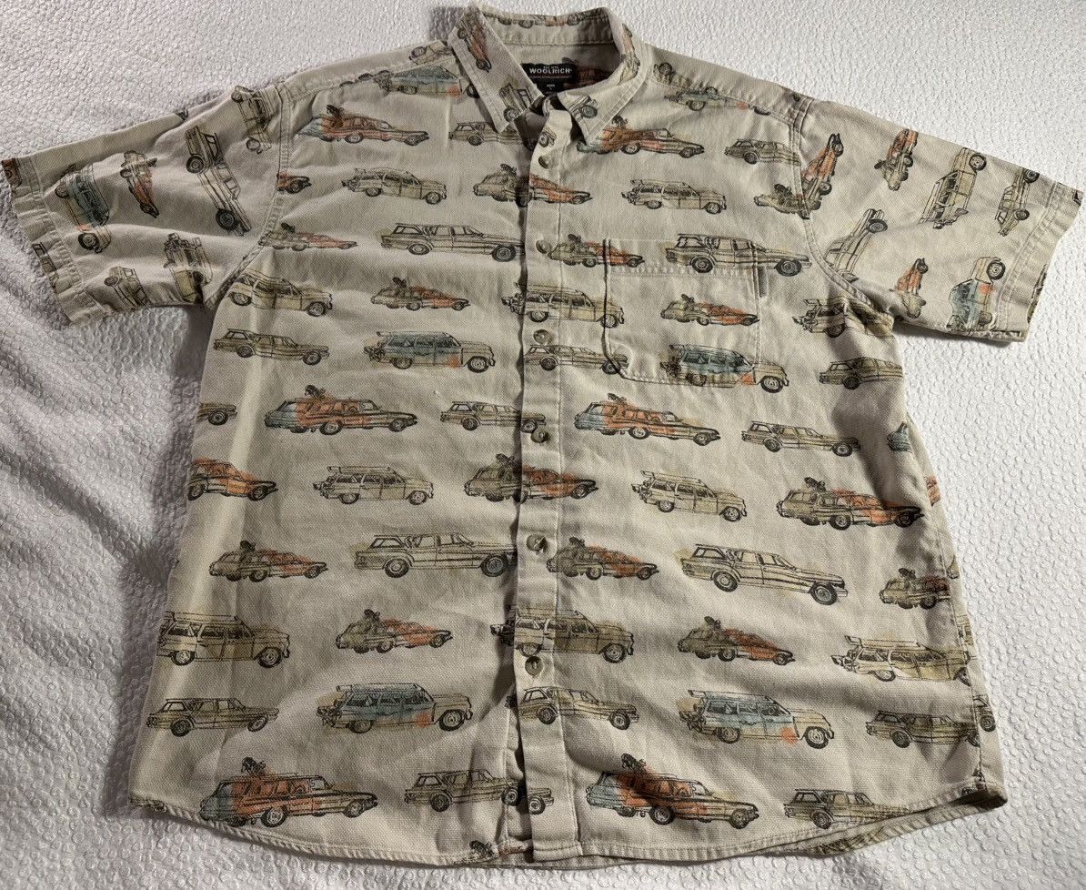 Woolrich Woolen Mills Woolrich Shirt Birch Vintage Cars Retro Beach Summer Dad BBQ Size US L / EU 52-54 / 3 - 1 Thumbnail