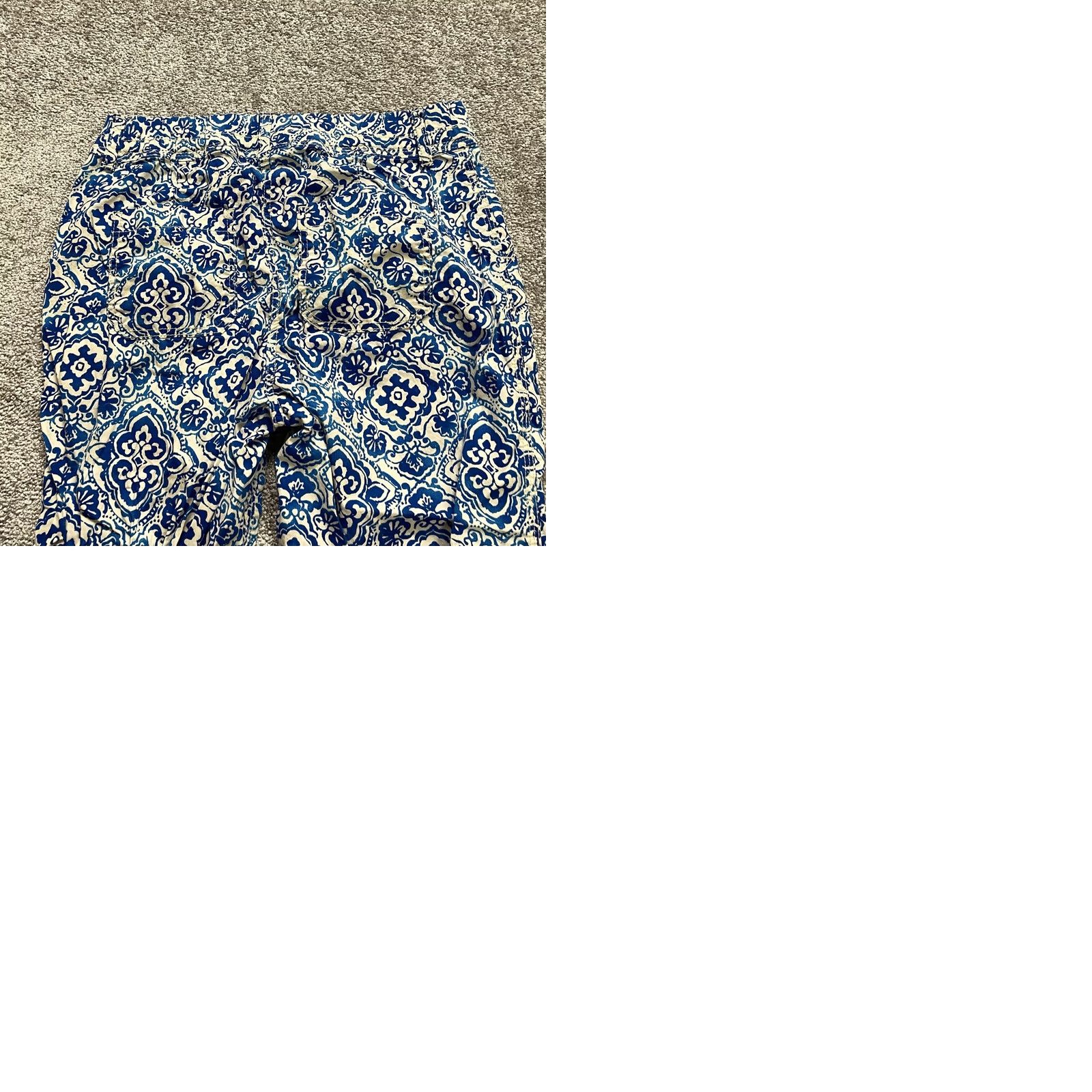 Vintage Chico's Cropped Pants Blue Floral Womens Small Cotton 30x20 Reg US 0 XS? Size 30" / US 8 / IT 44 - 9 Thumbnail