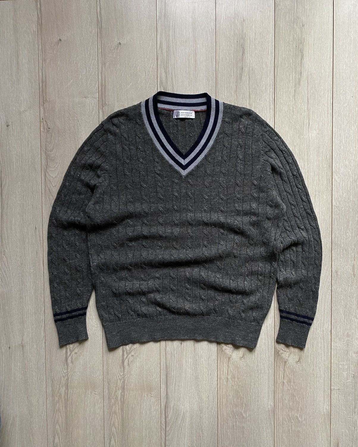 Brunello Cucinelli Brunello Cucinelli sweater v-neck linen/cotton knit Size US L / EU 52-54 / 3 - 1 Thumbnail