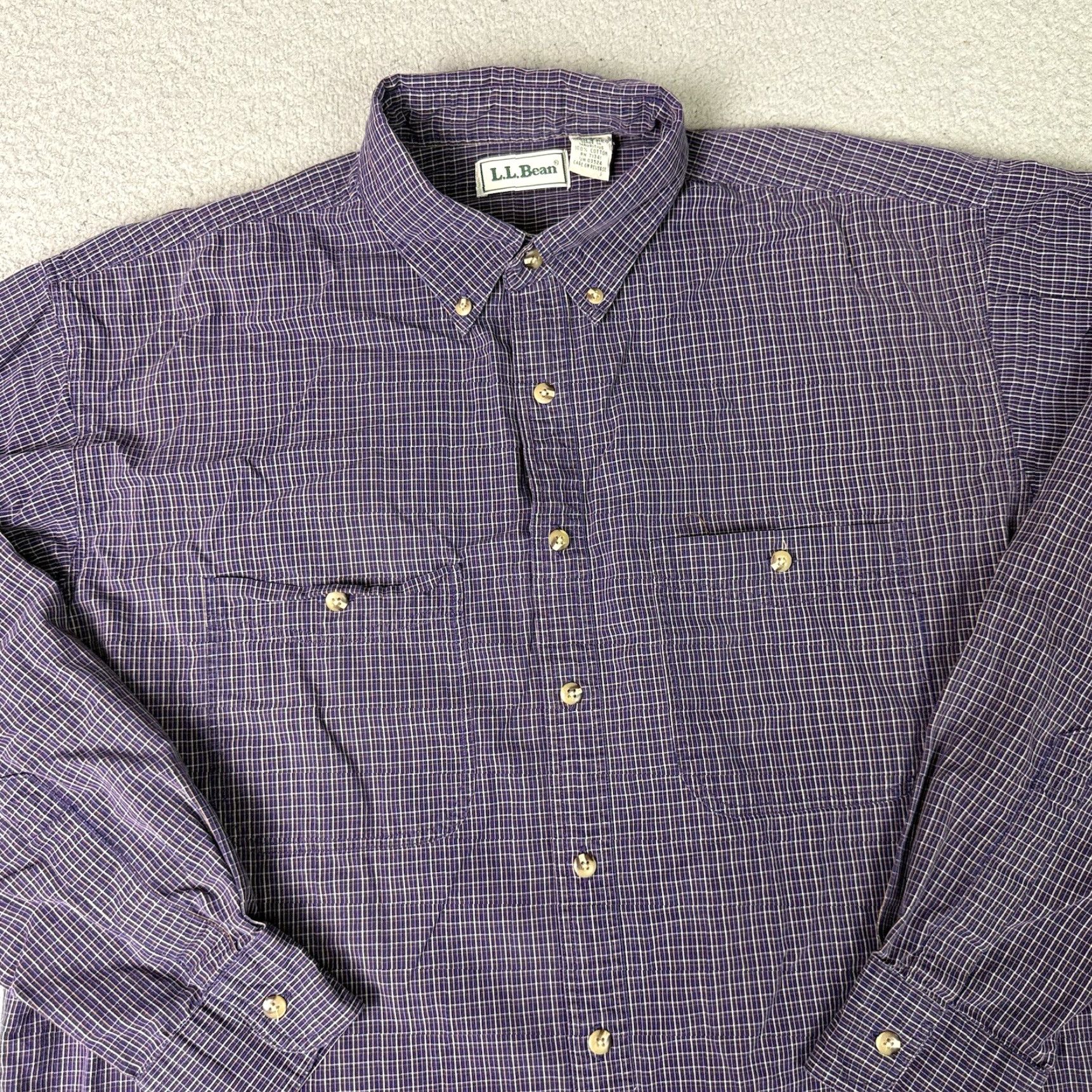 Vintage L.L. Bean Shirt Mens Large Blue Regular Button-Down Plaid Casual Soft Comfort Top Shirt Size US L / EU 52-54 / 3 - 2 Thumbnail