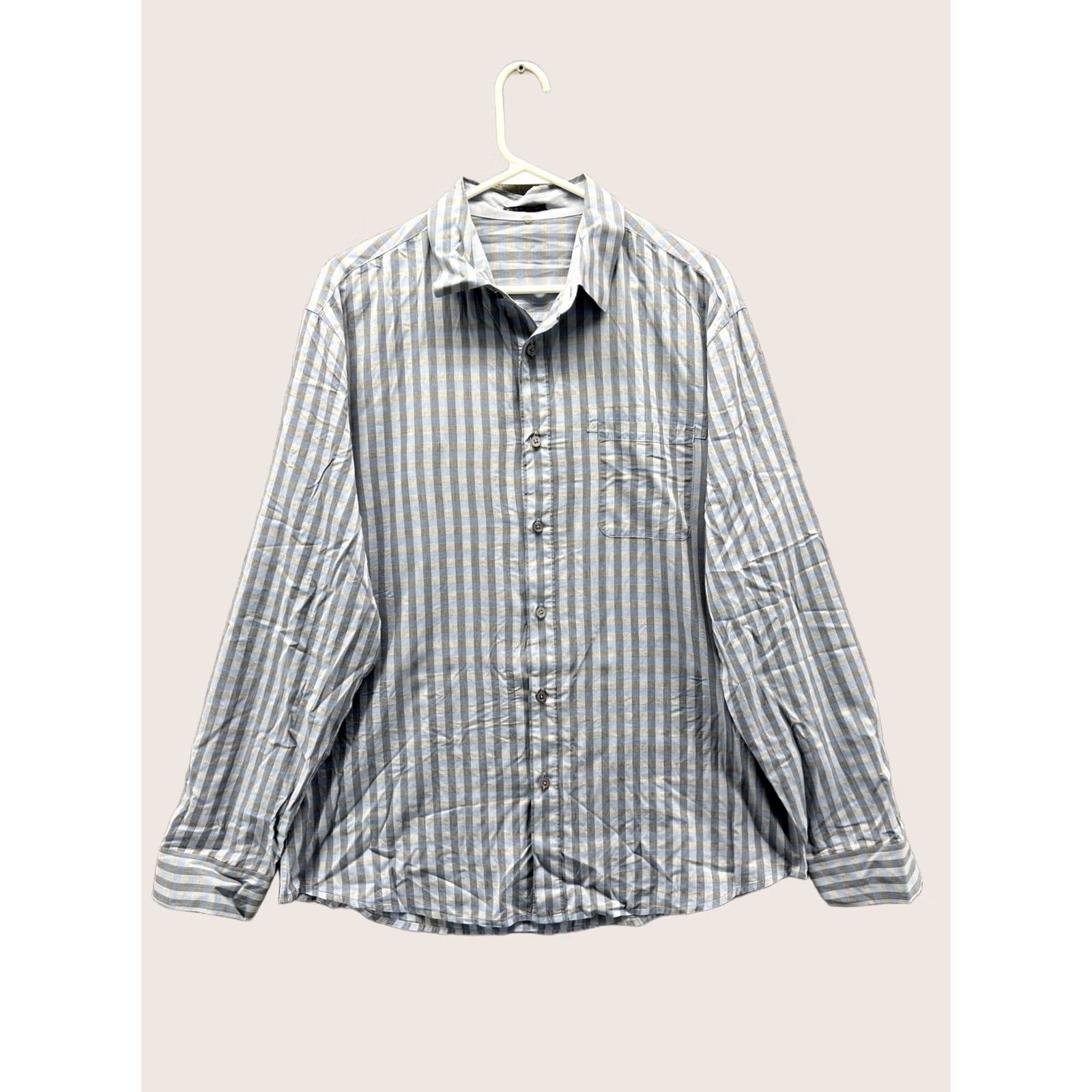 Elie Tahari Elie Tahari Shirt Womens XL / XXL Blue Check Button Front Long Sleeve Cotton Top Size XL / US 12-14 / IT 48-50 - 1 Thumbnail