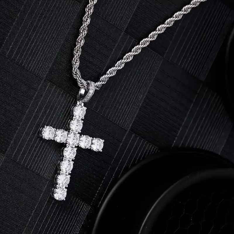 Jewelry 60Cm Twisted Chain Cross Necklace in Silver, Men's