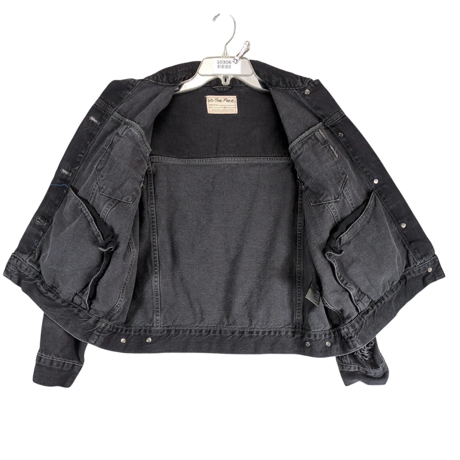 Free People We the Free People Jolene Trucker Black Denim Jean Jacket XS Size XS / US 0-2 / IT 36-38 - 2 Thumbnail