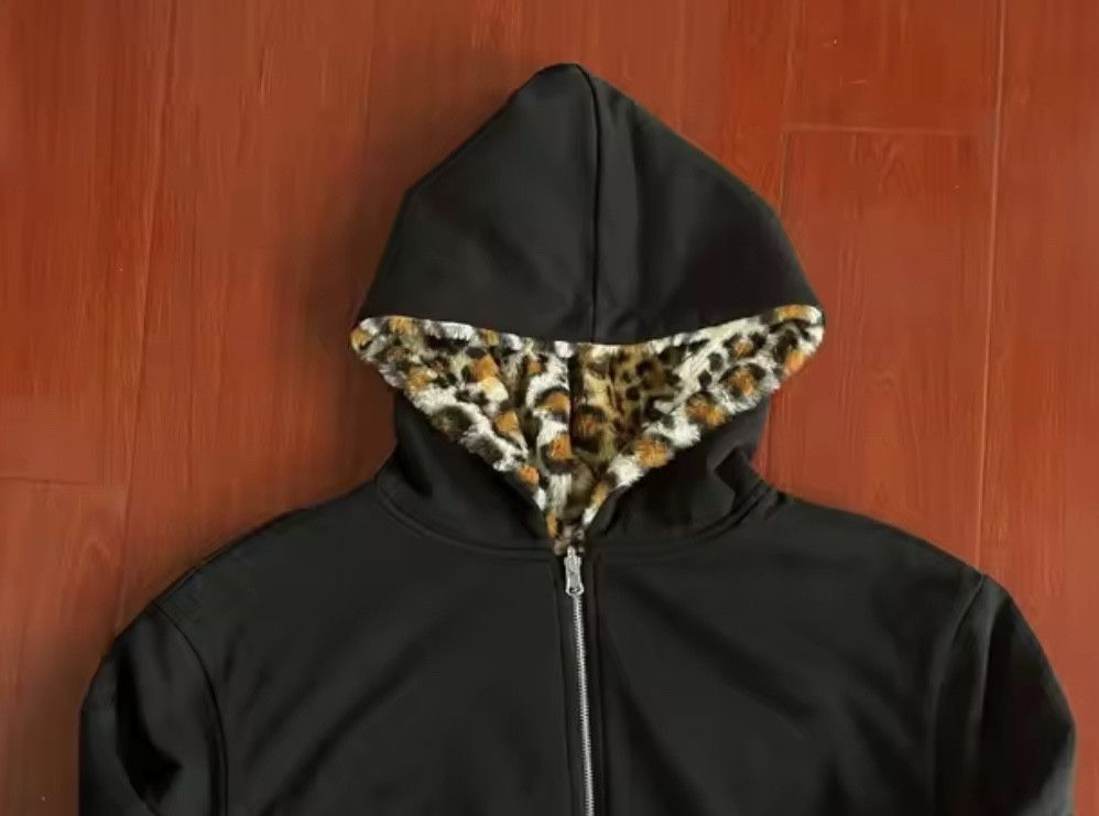 Other Fashion Y2K Retro Ins Leopard Double Sided Cross Zip Hoodies Size US M / EU 48-50 / 2 - 3 Thumbnail