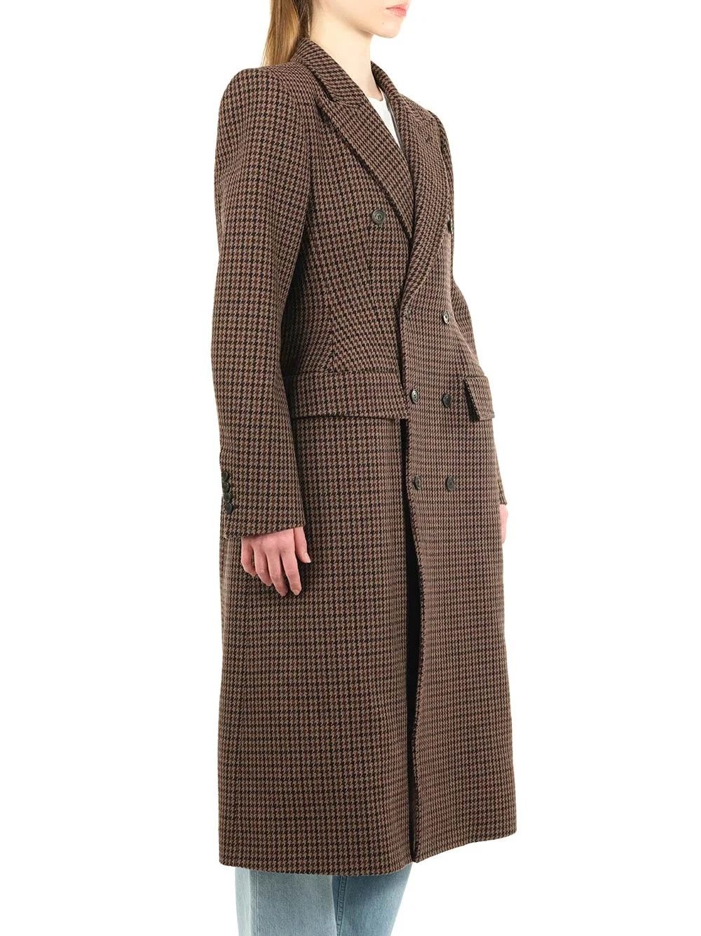 Balenciaga 🔥$4.6K VALUE🔥 Plaid Houndstooth Double Breast Wool Coat Size XS / US 0-2 / IT 36-38 - 3 Thumbnail