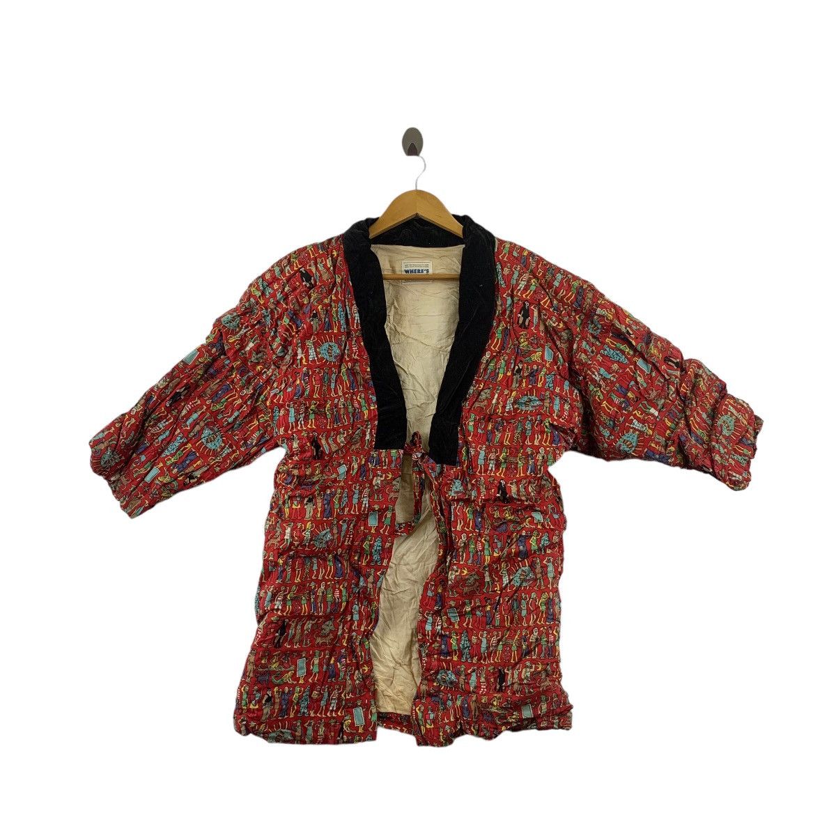 image of Cartoon Network x Vintage 90's Where’S Wally Jacket Kimono Fullprint Logo in Red, Men's (Size XL)