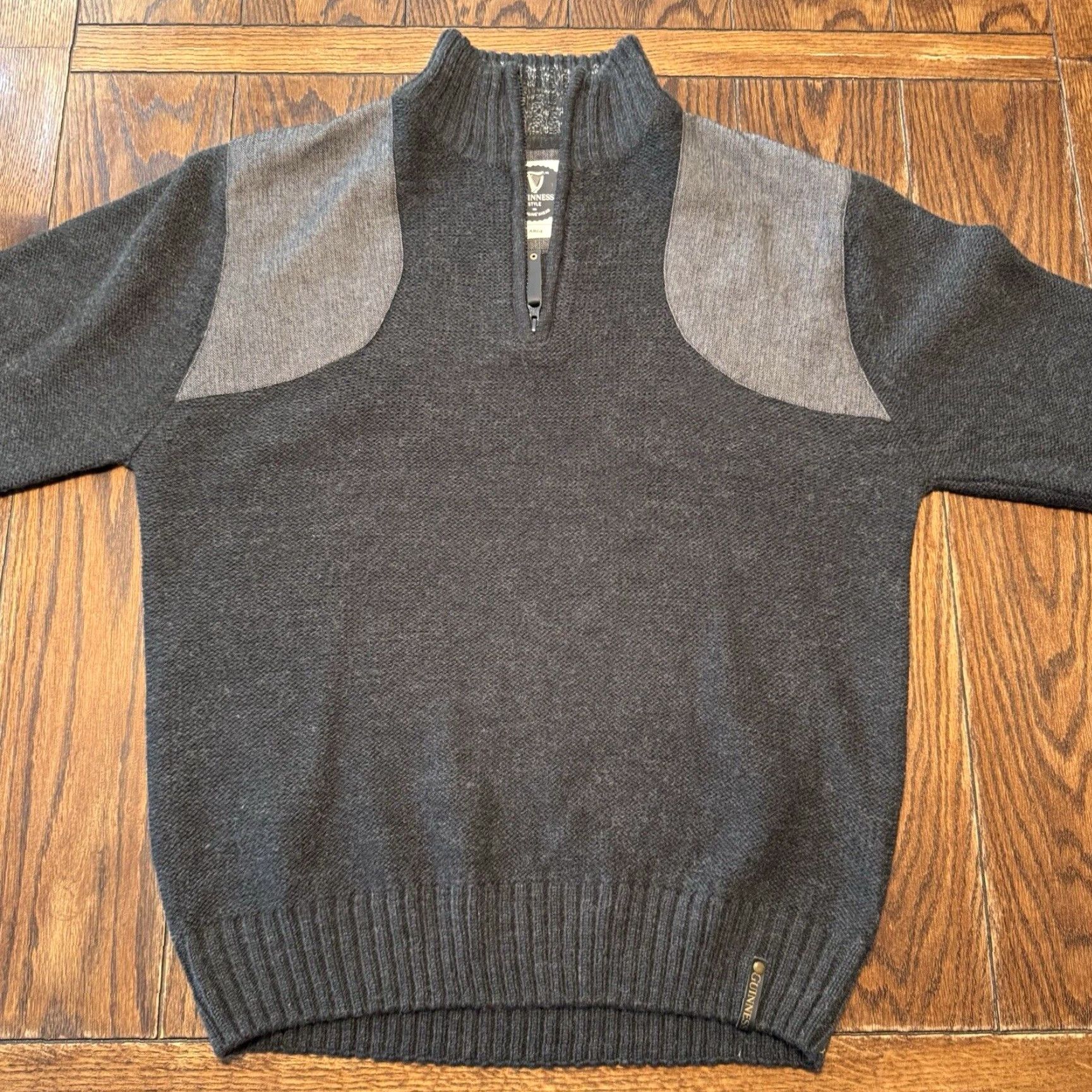 Vintage Guinness Men’s Wool Blend Sweater 1/4 Zip Long Sleeve Gray Large Wool Blend Pullover Casual, Workwear Mens Size US L / EU 52-54 / 3 - 2 Thumbnail