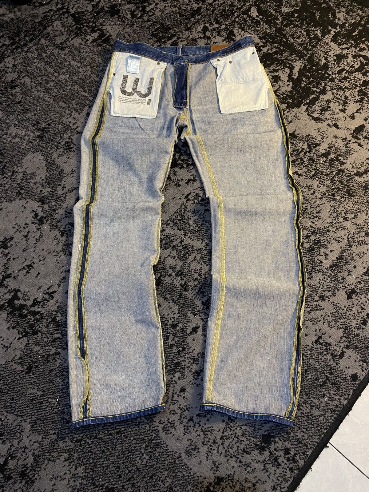 Undercover × Uniqlo Riped Uniqlo S-002 UJ Faded Regular Fit Straight Jeans 🔥 Size US 33 - 13 Thumbnail