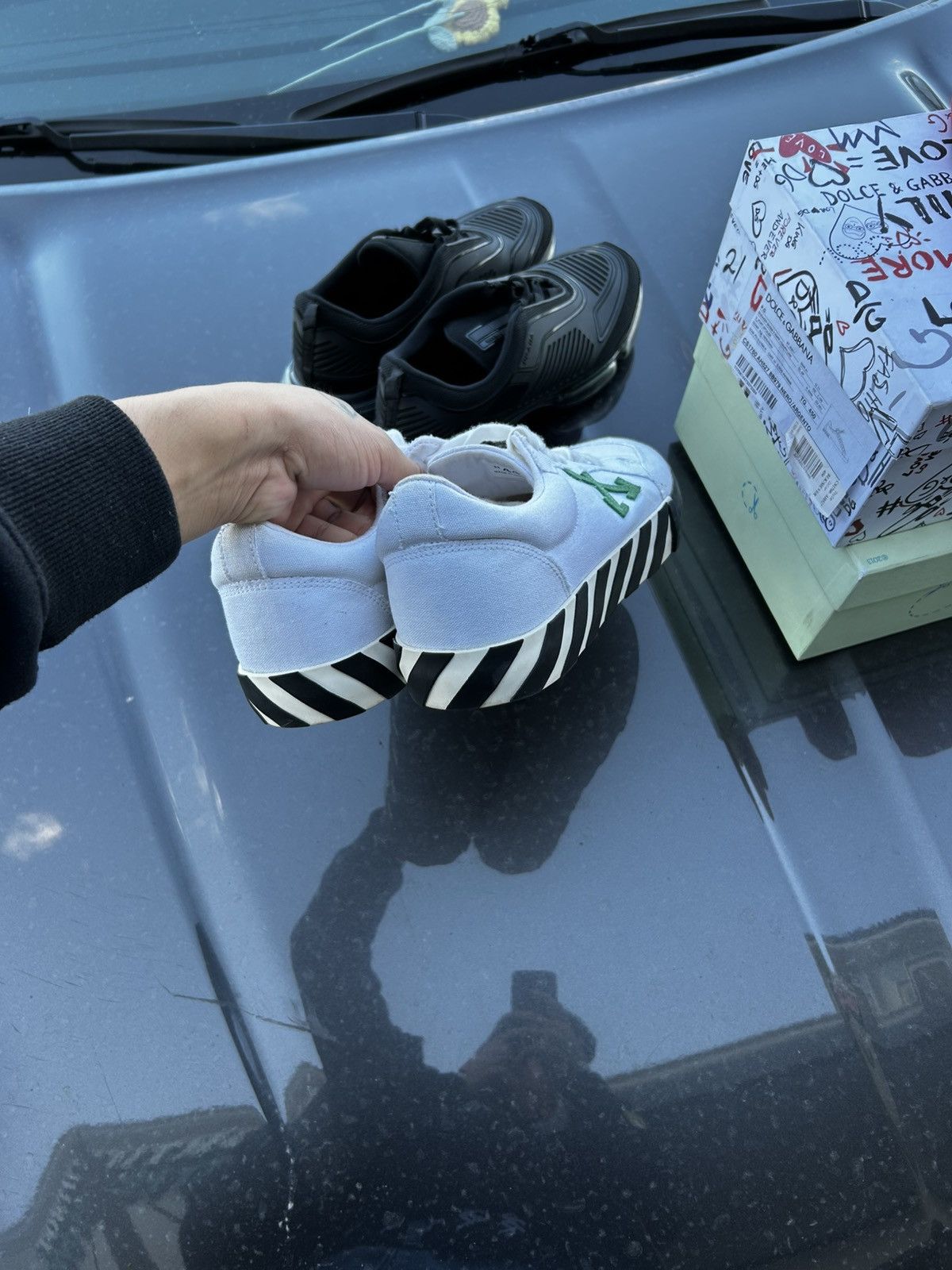 Off-White Off white vulcanized green/white Size US 11 / EU 44 - 4 Thumbnail