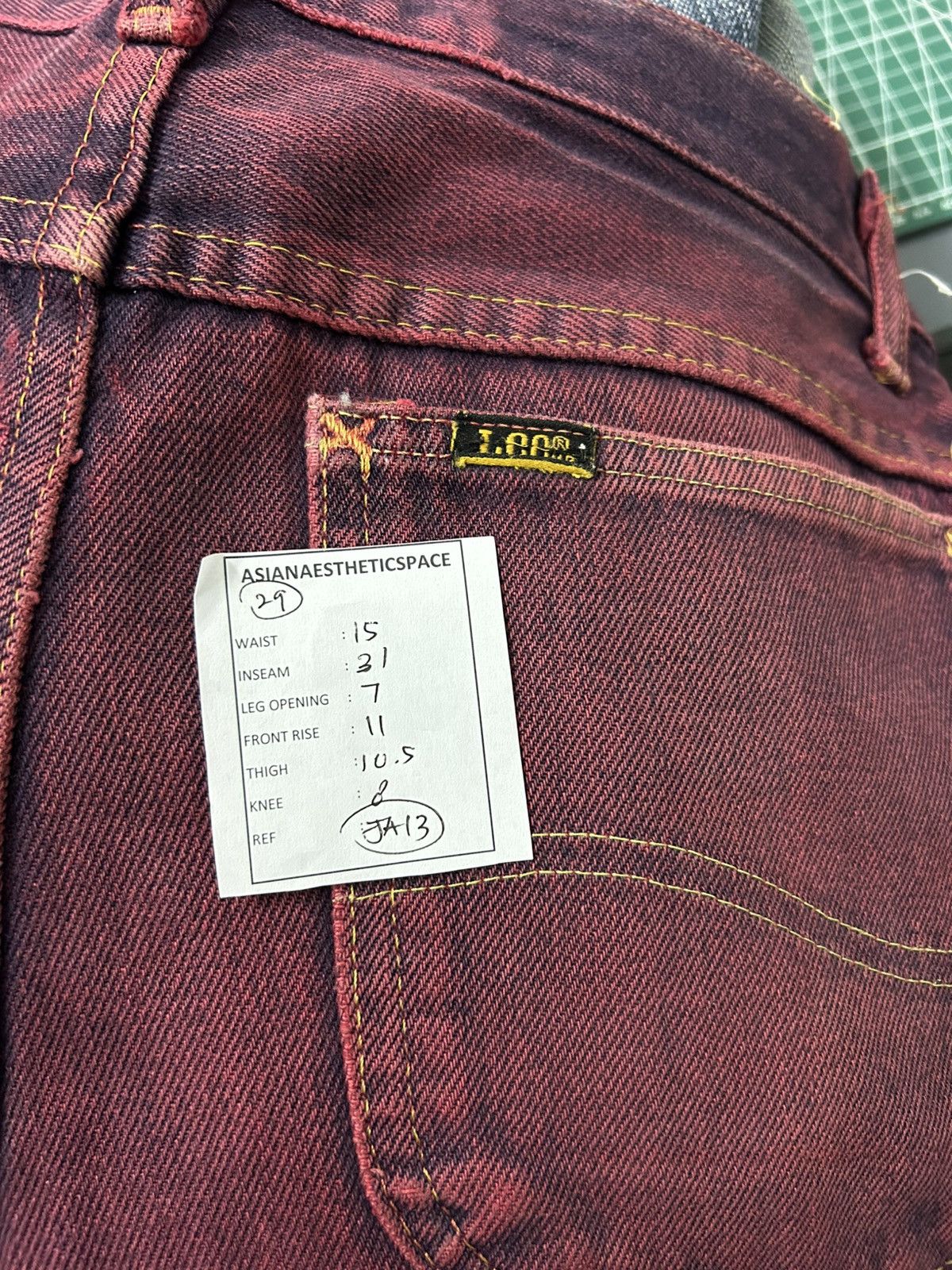 Lee Vintage 80s USA Lee Rider Zip Talon 42 Washed Red Bleach Size US 29 - 16 Thumbnail