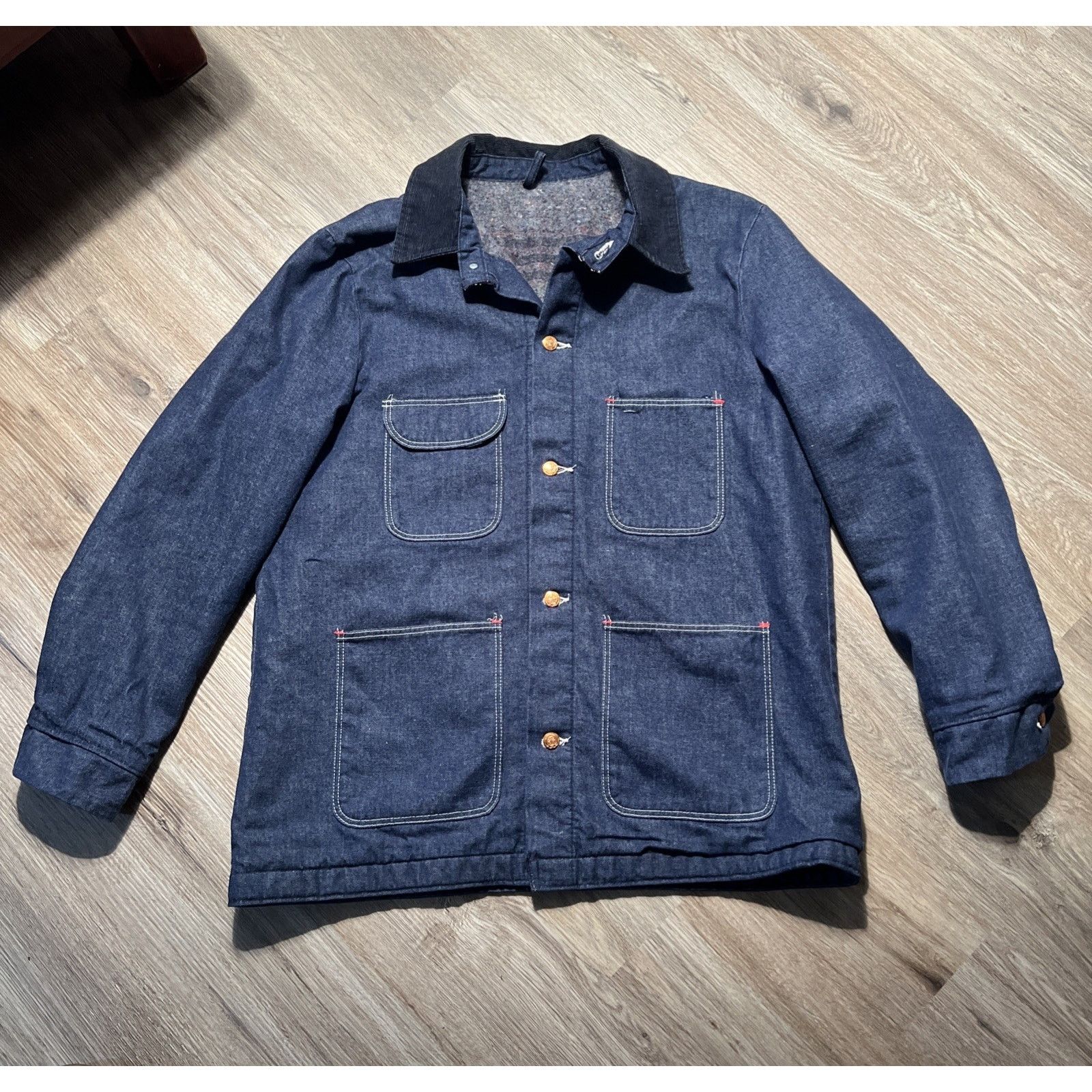 Sears Vintage 50s Lined Dark Denim Prison Stencil Chore Jacket XL Size US XL / EU 56 / 4 - 1 Thumbnail