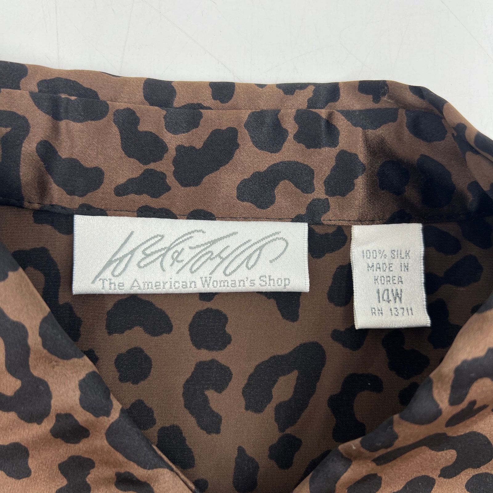 Vintage Vintage Y2K Lord & Taylor Silk Brown Leopard Printed Shirt Size XL / US 12-14 / IT 48-50 - 3 Thumbnail