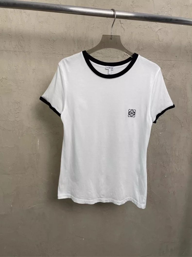 Loewe LOEWE White embroidered small Logo black edged short sleev Size S / US 4 / IT 40 - 1 Thumbnail