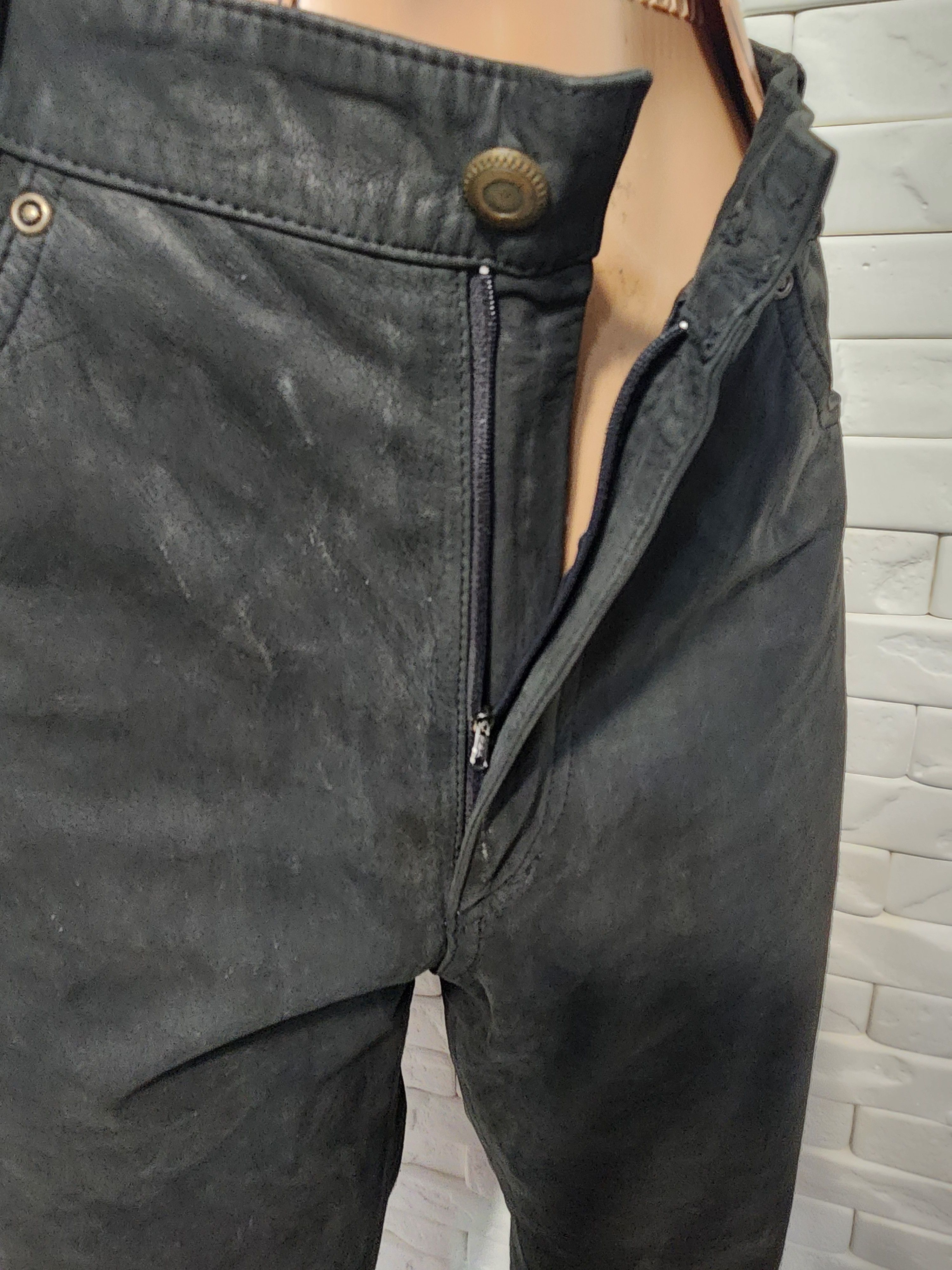Genuine Leather Men's brown leather pants made of nubuck leather. Size US 34 / EU 50 - 4 Thumbnail