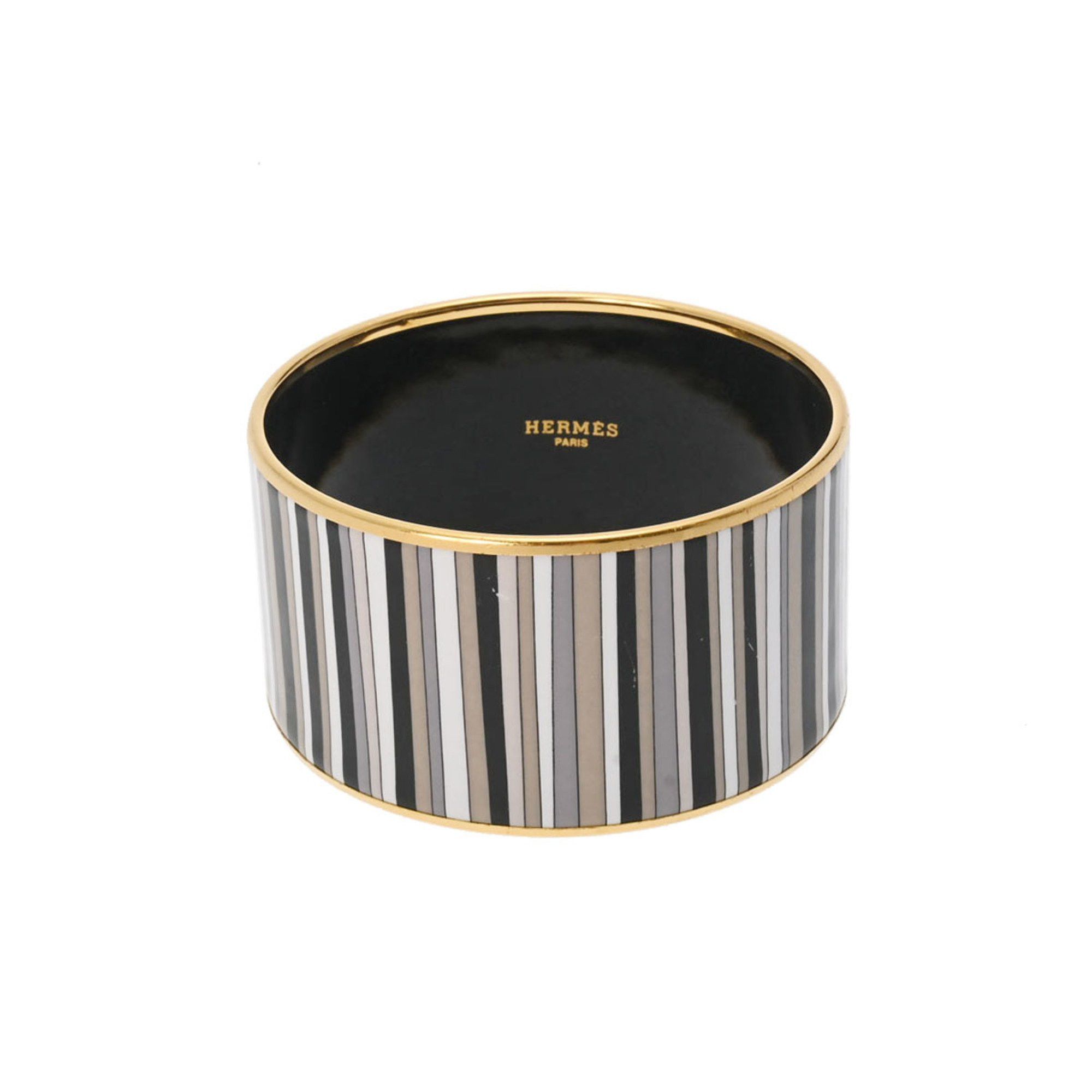 image of Hermes Enamel Tgm Bangle Striped Pattern Gray Women's Gp Bracelet in Grey