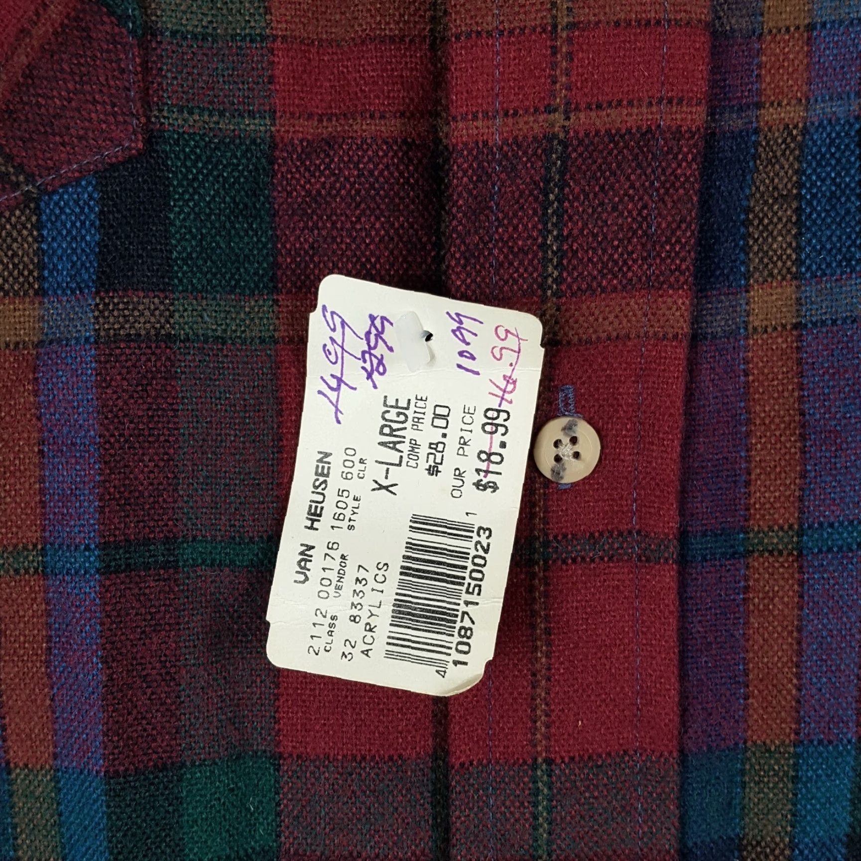 Van Heusen VINTAGE Van Heusen 90s Plaid Flannel Button-Up Shirt Men's XL Red Grunge Outdoor Long Sleeve Casual Size US XL / EU 56 / 4 - 4 Thumbnail