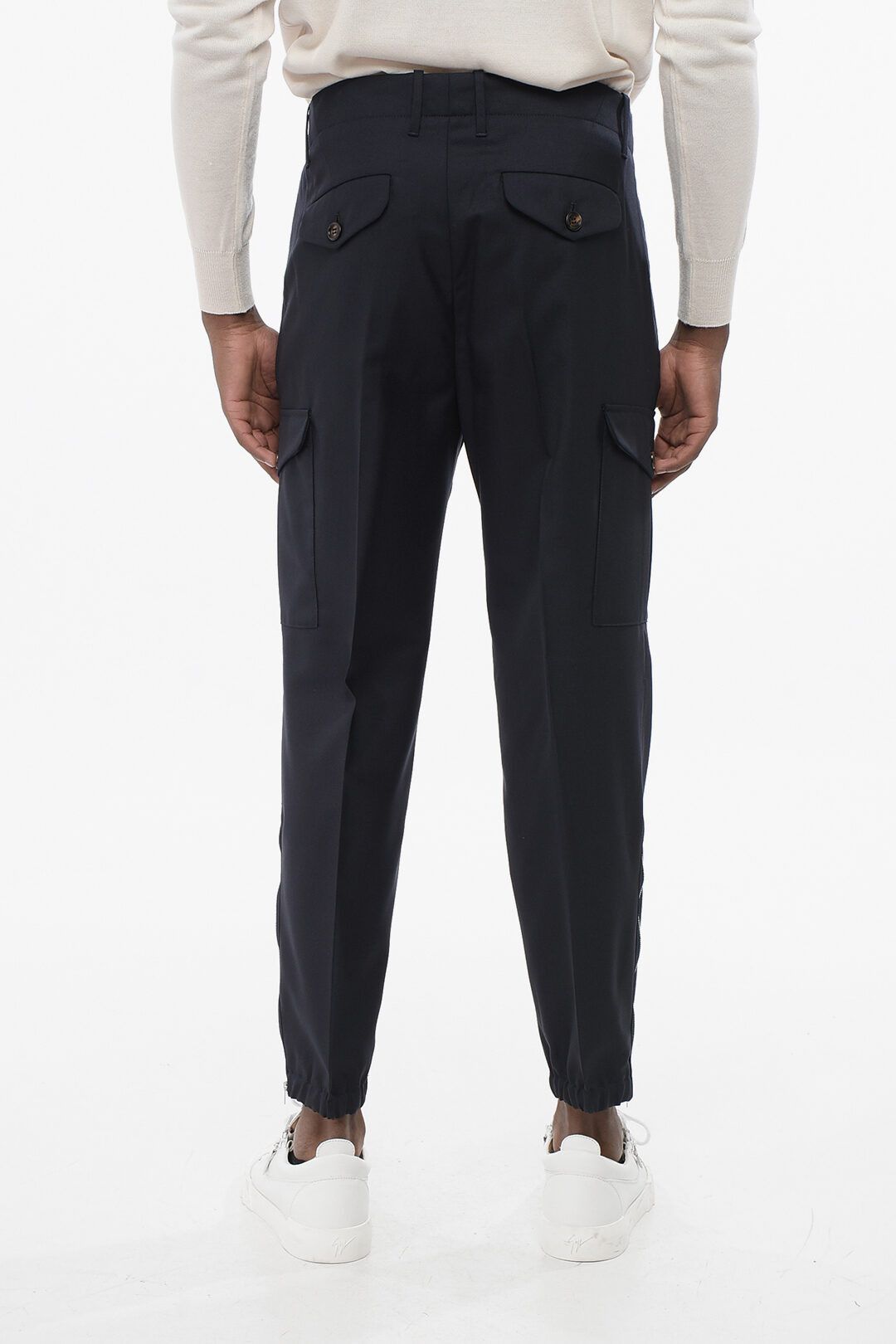 Brunello Cucinelli og1mm0725 Virgin Wool Cargo Pant in Navy Blue Size US 30 / EU 46 - 2 Thumbnail