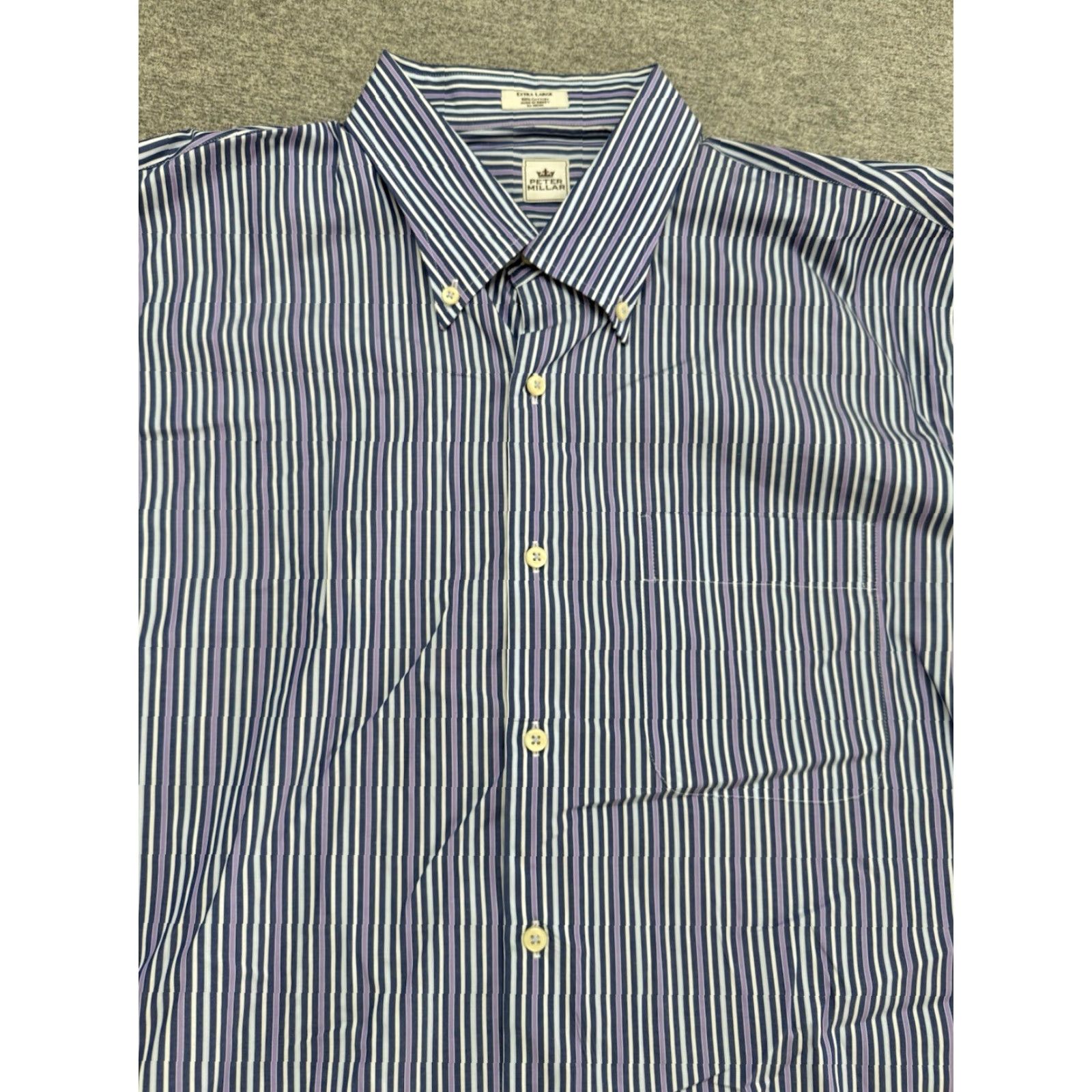 Peter Millar Peter Millar Button Down Shirt Mens XL Striped Blue Long Sleeve Size US XL / EU 56 / 4 - 2 Thumbnail