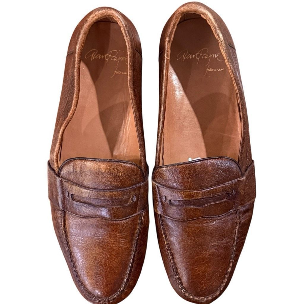 Alan Payne ALAN PAYNE Genuine Exotic Deerskin Shoes Penny Loafers Brown Vero Cuoio Leather Italy Dress Slip On Shoes Size Men’s 9.5 Size US 9.5 / EU 42-43 - 1 Thumbnail