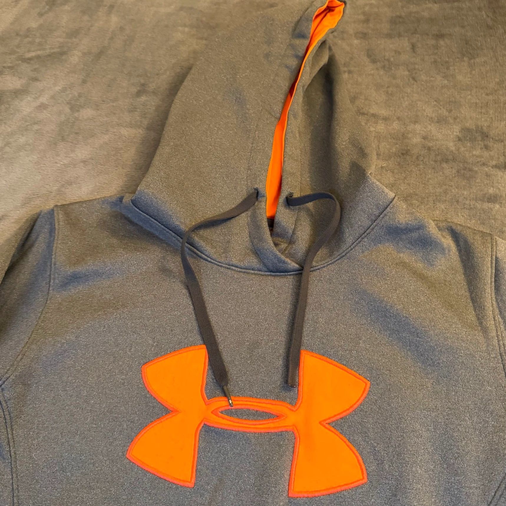 Under Armour Under Armour Hoodie Mens Medium Gray Orange Logo Storm Fleece Sweatshirt Pullover Size US M / EU 48-50 / 2 - 4 Thumbnail