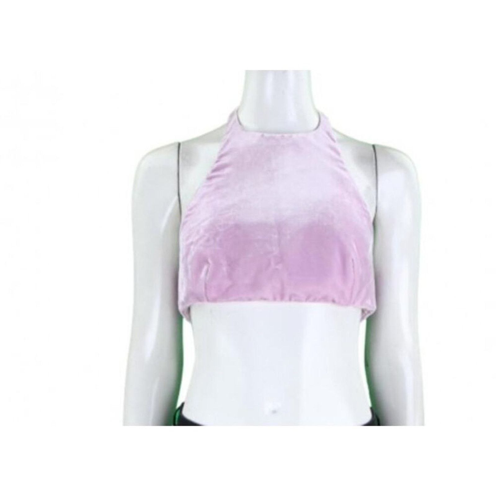 Valentino Valentino Velvet Halter Crop Top In Water Lilac Size L / US 10 / IT 46 - 2 Thumbnail