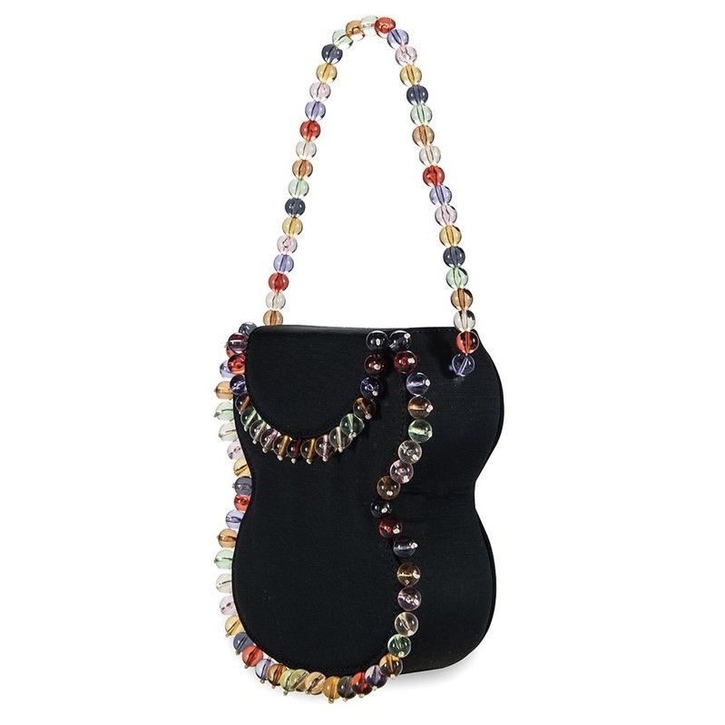 By Far By Far Frida Bead Embellished Black Grosgrain Bag NEW Size ONE SIZE - 2 Thumbnail