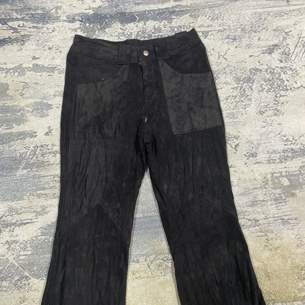 Designer × Genuine Leather × Japanese Brand Vtg Ra By Japan Designer Leather Bootcut Flare Pants Size US 27 - 2 Thumbnail
