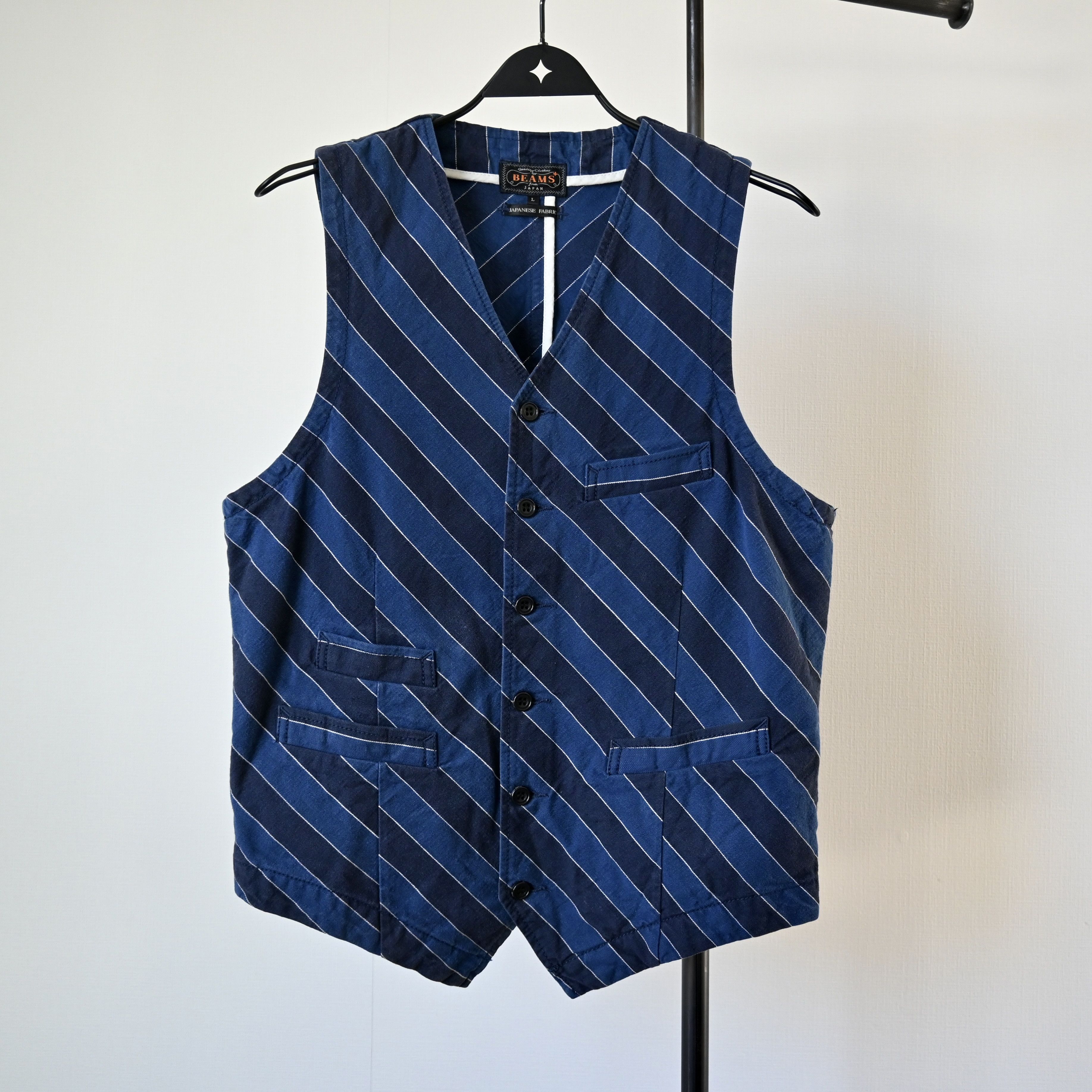 Beams Plus BEAMS Plus regimental striped denim gilet type work vest Size US M / EU 48-50 / 2 - 1 Thumbnail