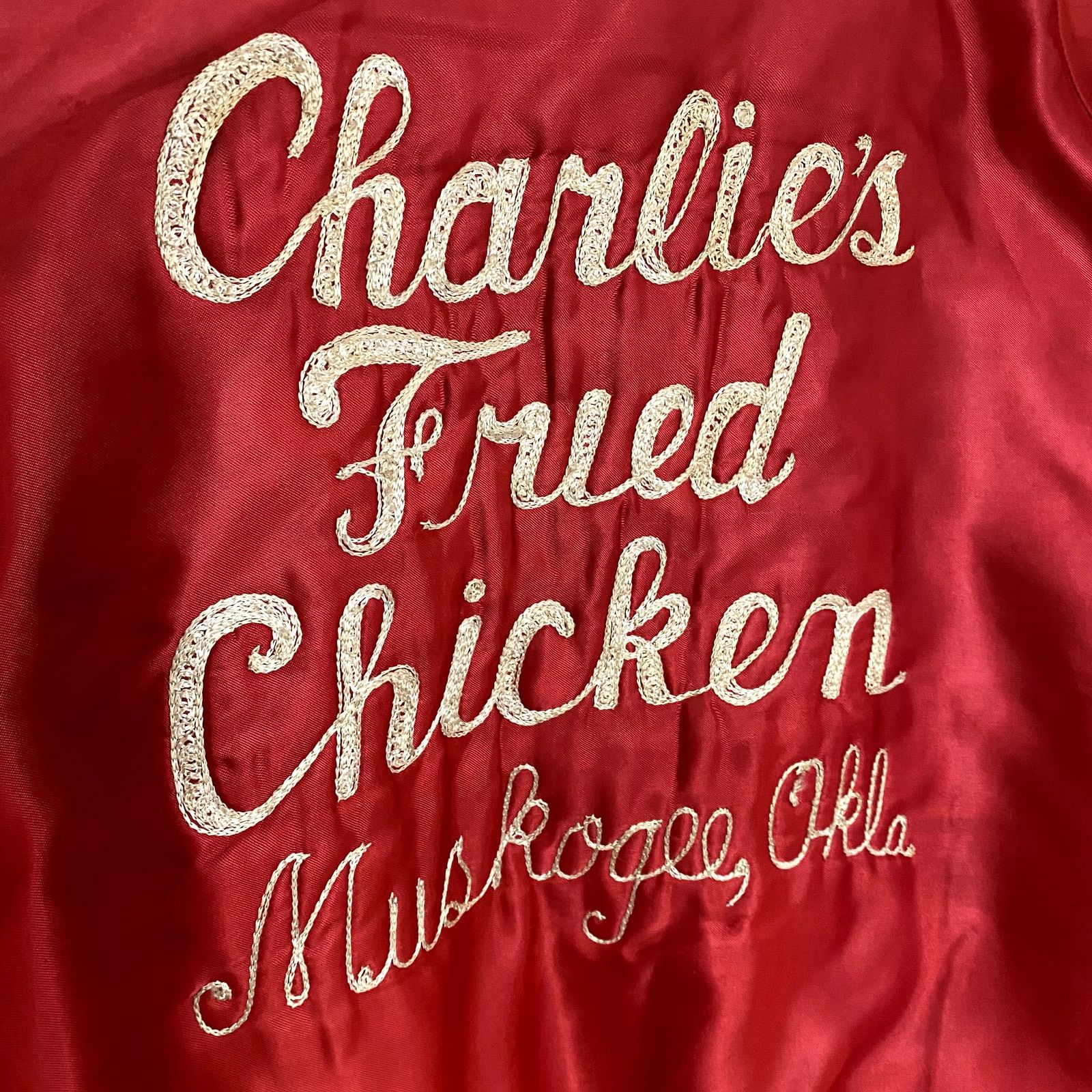 Delong × Vintage Vintage Chain Stitched Satin Varsity Jacket Fried Chicken 70 Size US M / EU 48-50 / 2 - 5 Thumbnail