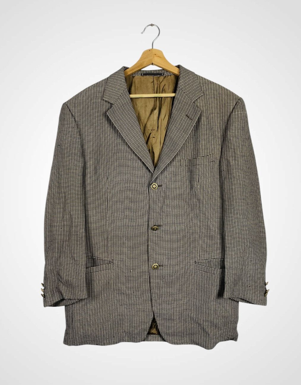 Versace Rare Vintage 90s Versace Classic V2 Checkered Blazer Size US M / EU 48-50 / 2 - 1 Thumbnail