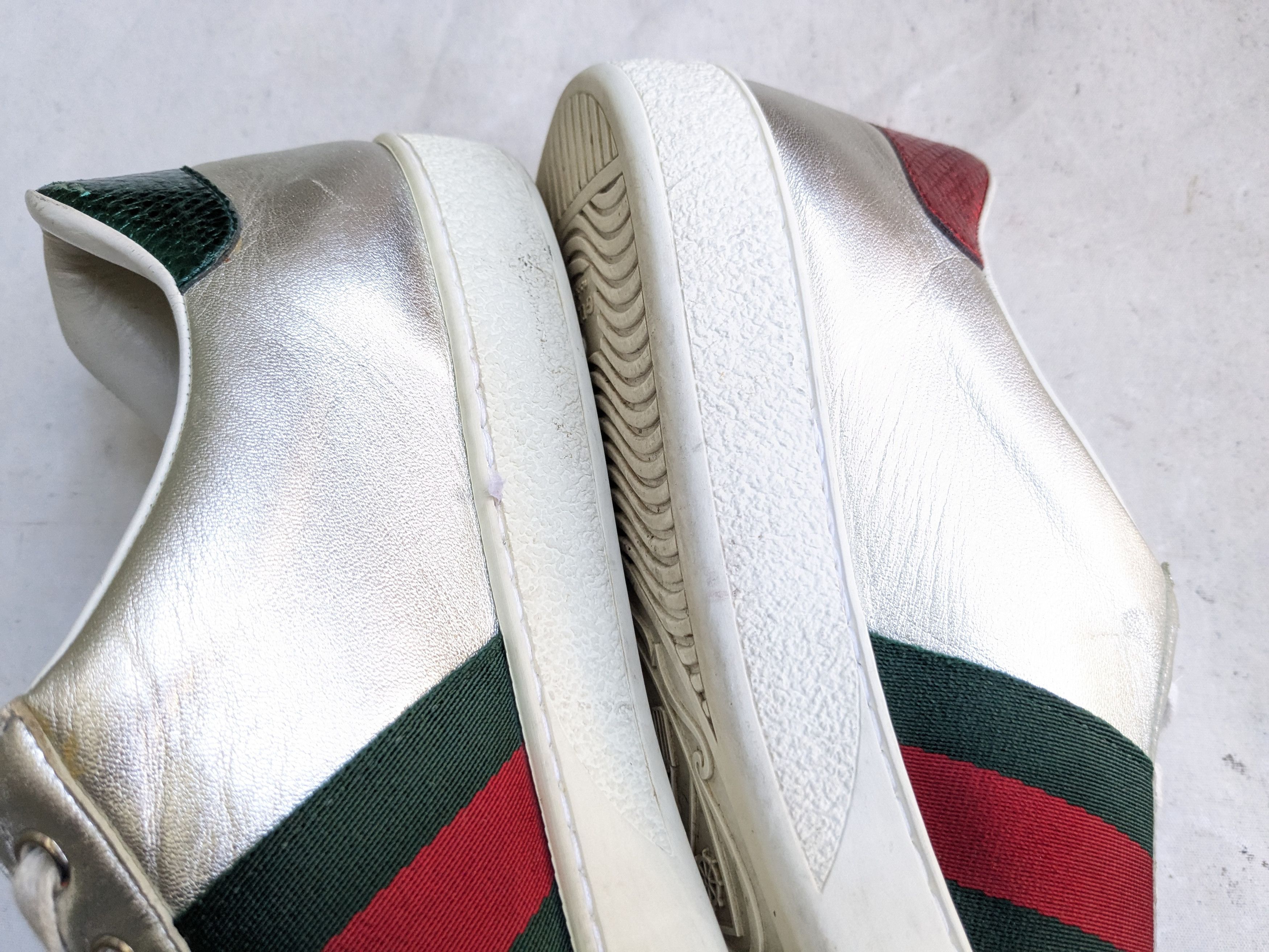 Gucci Gucci Ace Sneakers Silver 11.5 Leather Stars Size US 11.5 / EU 44-45 - 12 Thumbnail